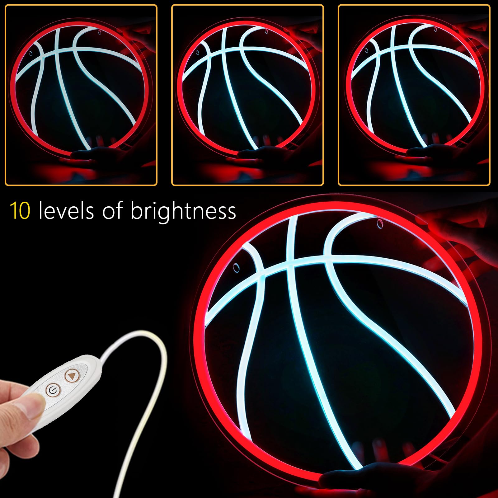 Neonawall Basketball Neon Sign, Dimmable LED Wall Decor, 12in  Acrylic, Model S-02, Kids Gift, Bedroom Decor
