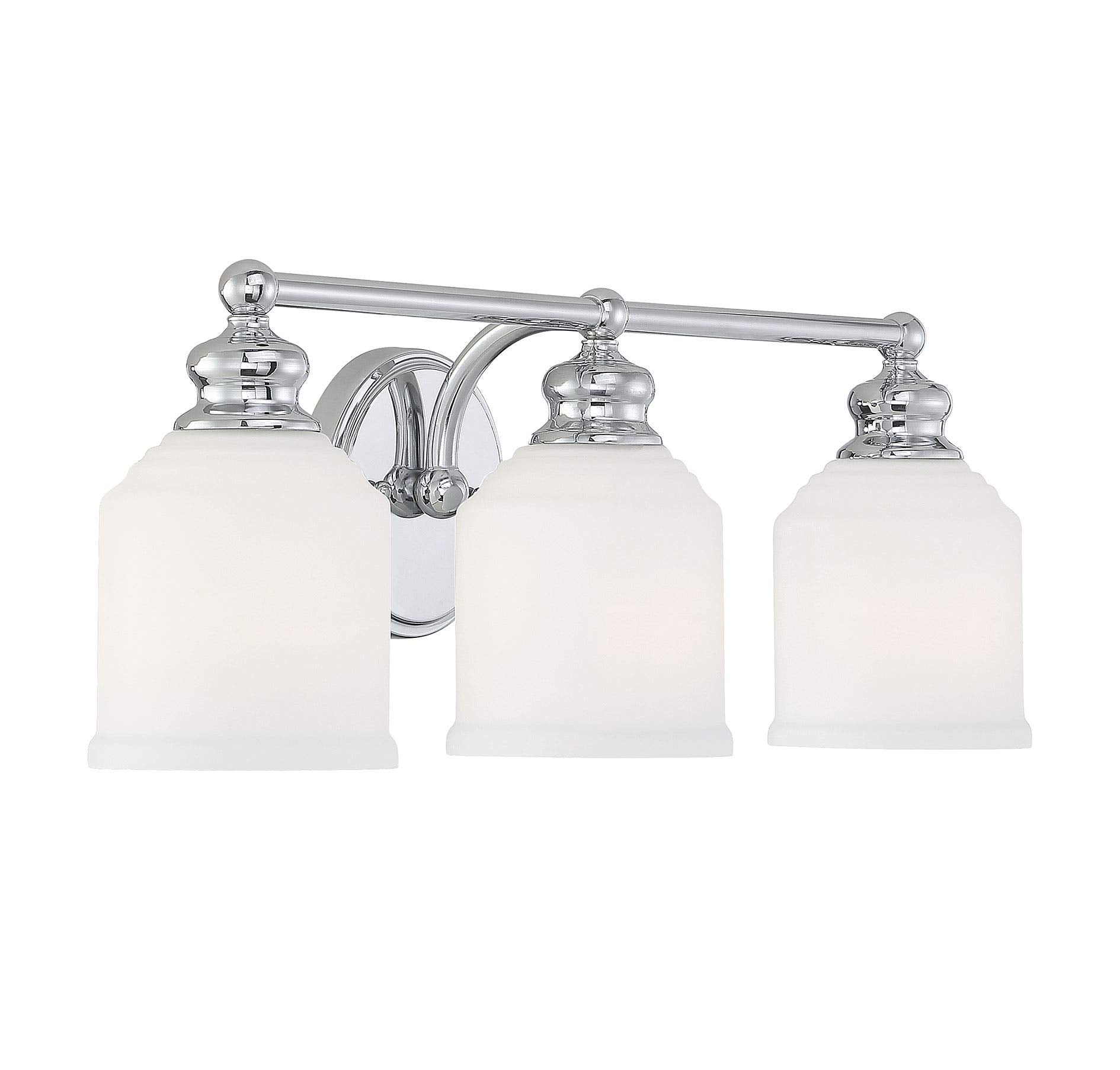 Savoy House 8-6836-3-11 Melrose Mid-Century Modern White Opal Etched Glass Bathroom Vanity, 3-Light 180 Total Watts, 8 H x 24 W,