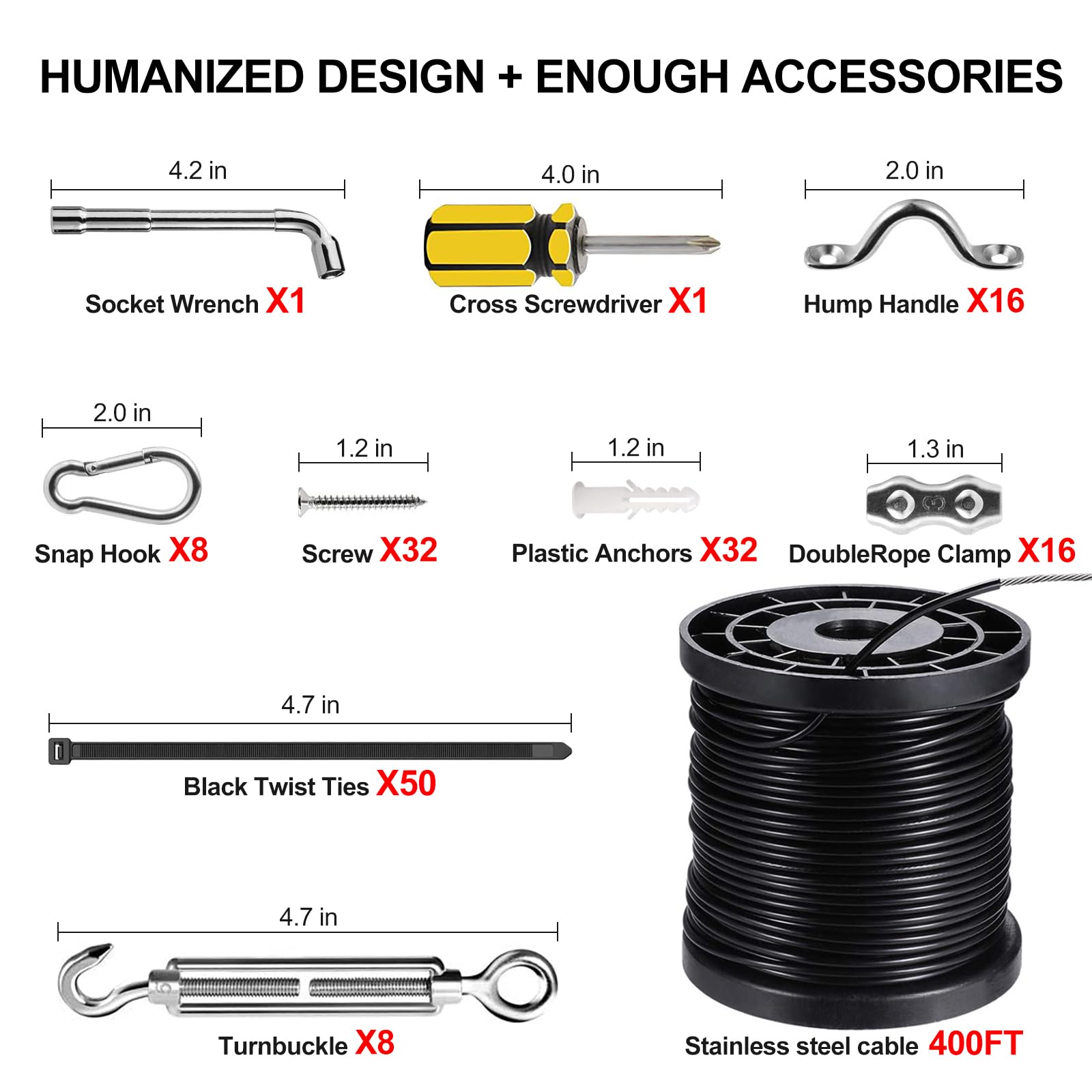 Blika 400Ft Globe String Light Suspension Kit, Outdoor Stainless Steel Hanging Wire