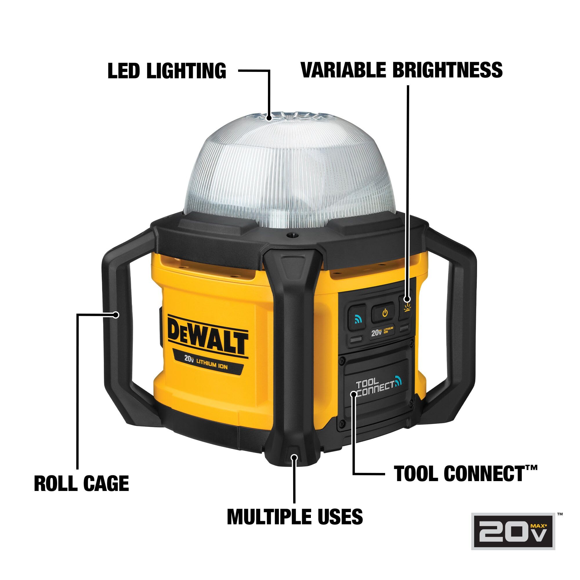 Dewalt 20V Max Led Work Light, Compact And Portable, Weather And Dust Resistant, Cordless (Dcl074)