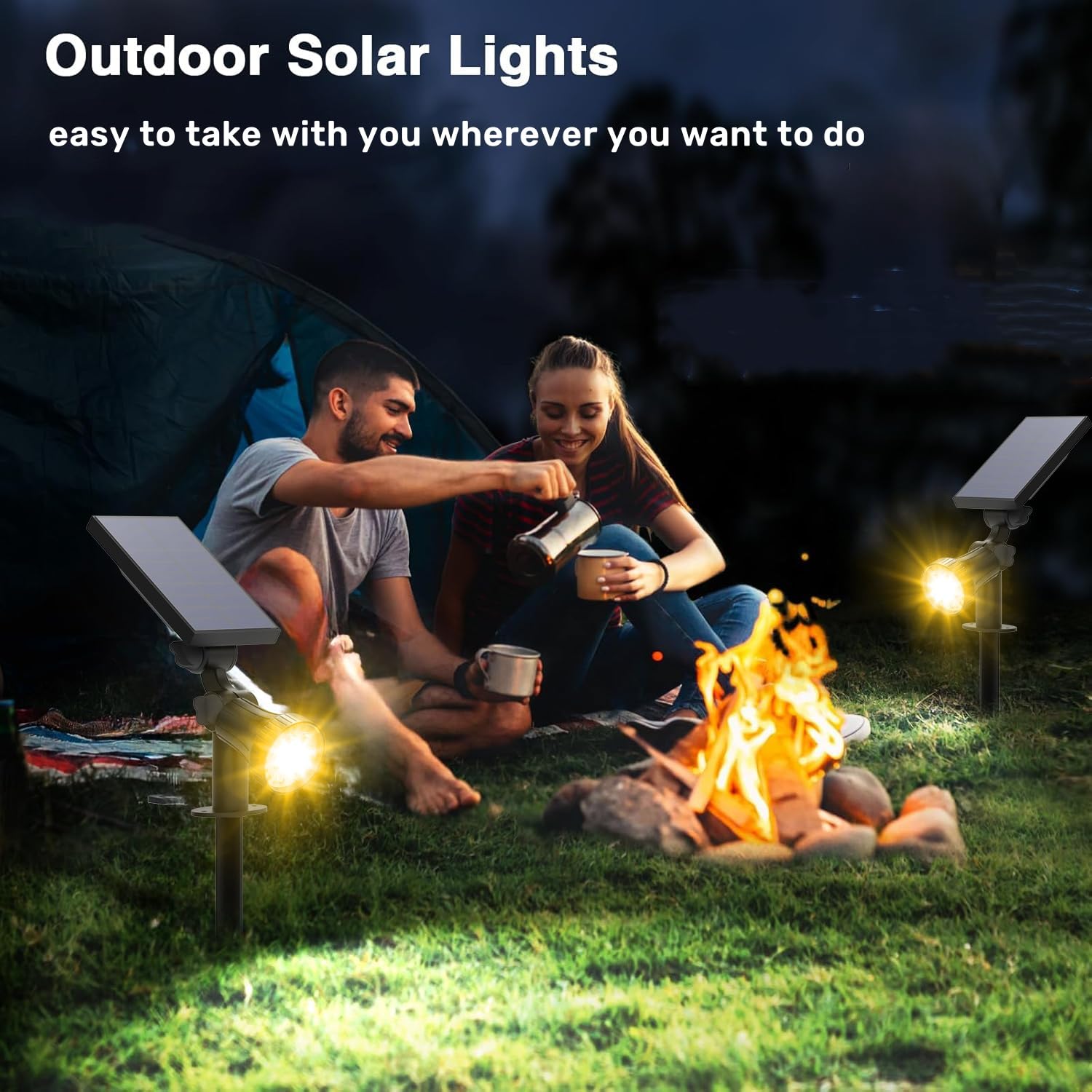 Hruuroo Outdoor Solar Spotlight, 30 Leds Solar Lights, Auto On/Off With 3 Modes, Ip65 Waterproof Landscape Lighting Garden,1Pack