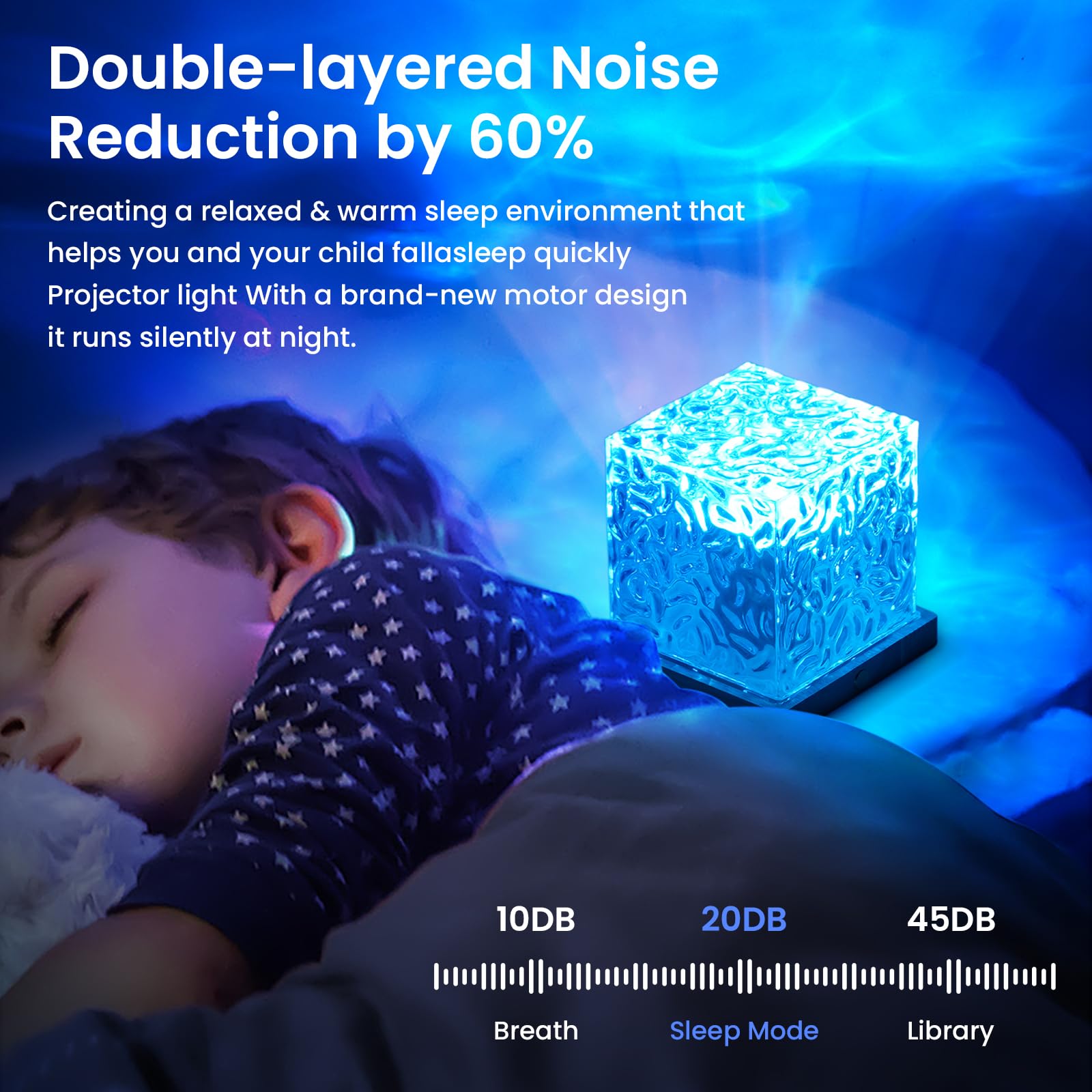 Northern Lights Ocean Wave Projector Light,16 Colors Gradual Rotating Water Cube Lamp,Underwater Projector Light With Remote Con