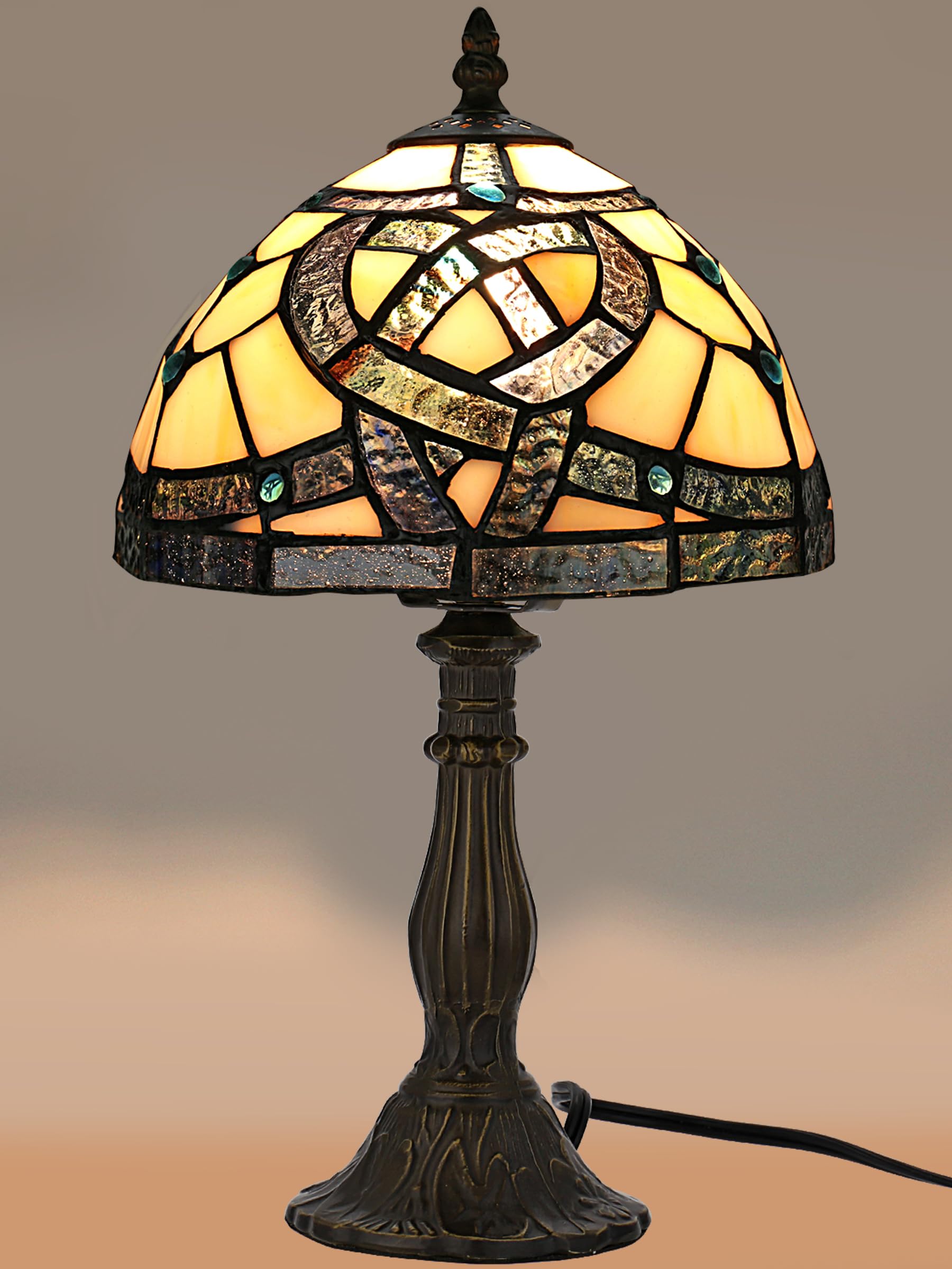 KY&BOSAM Tiffany Table Lamps Irish Celtic Stained Glass Lamp17500 Lumens UL Style Light Shade +E26 Bulb Holder+ Metal Base 8*8*1