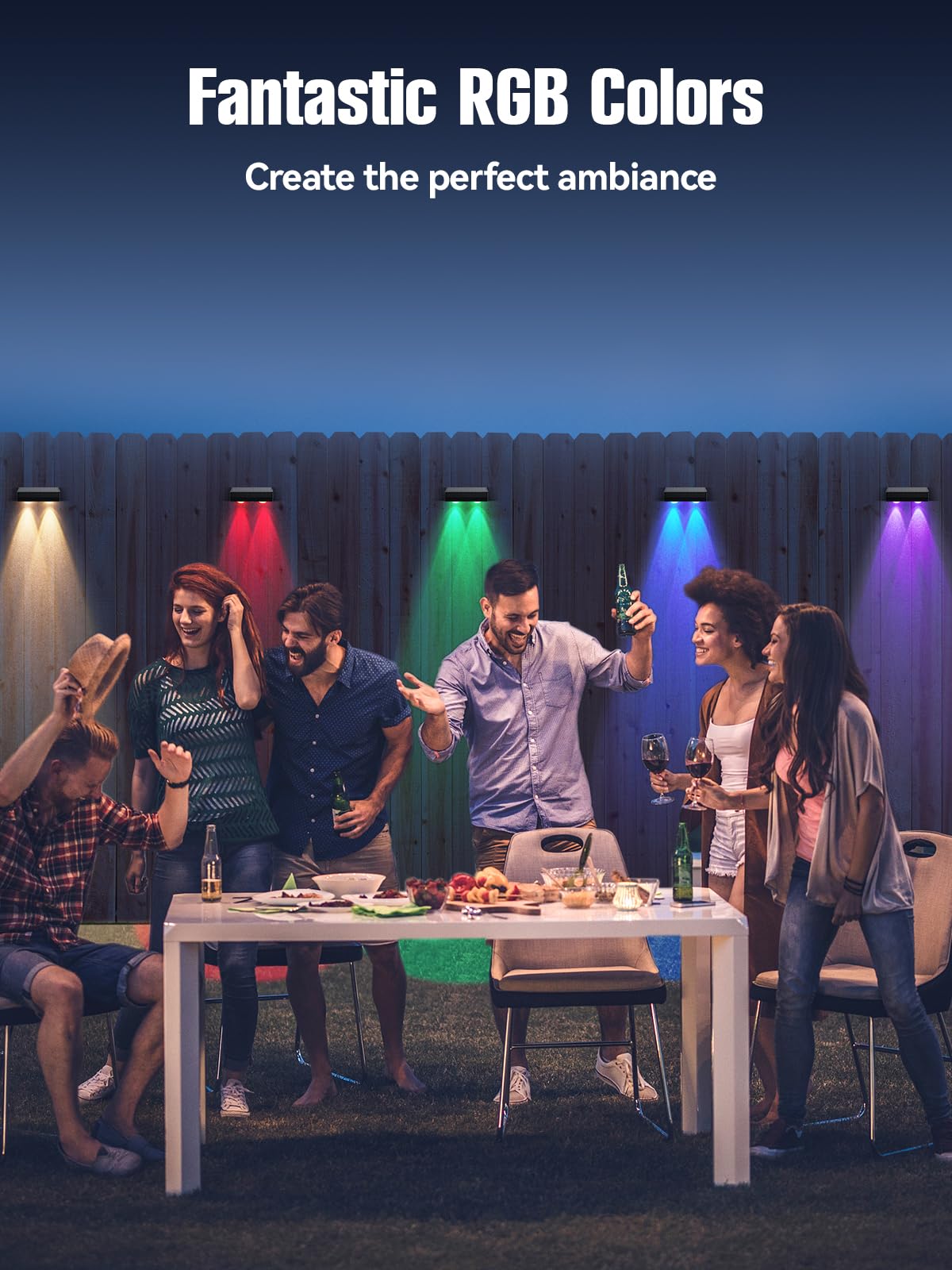 Zsyiqixi Solar Fence Lights 12 Pack, Rgb Fence Solar Lights Outdoor Waterproof Led, 12 Modes Color Changing Outside Lightings De