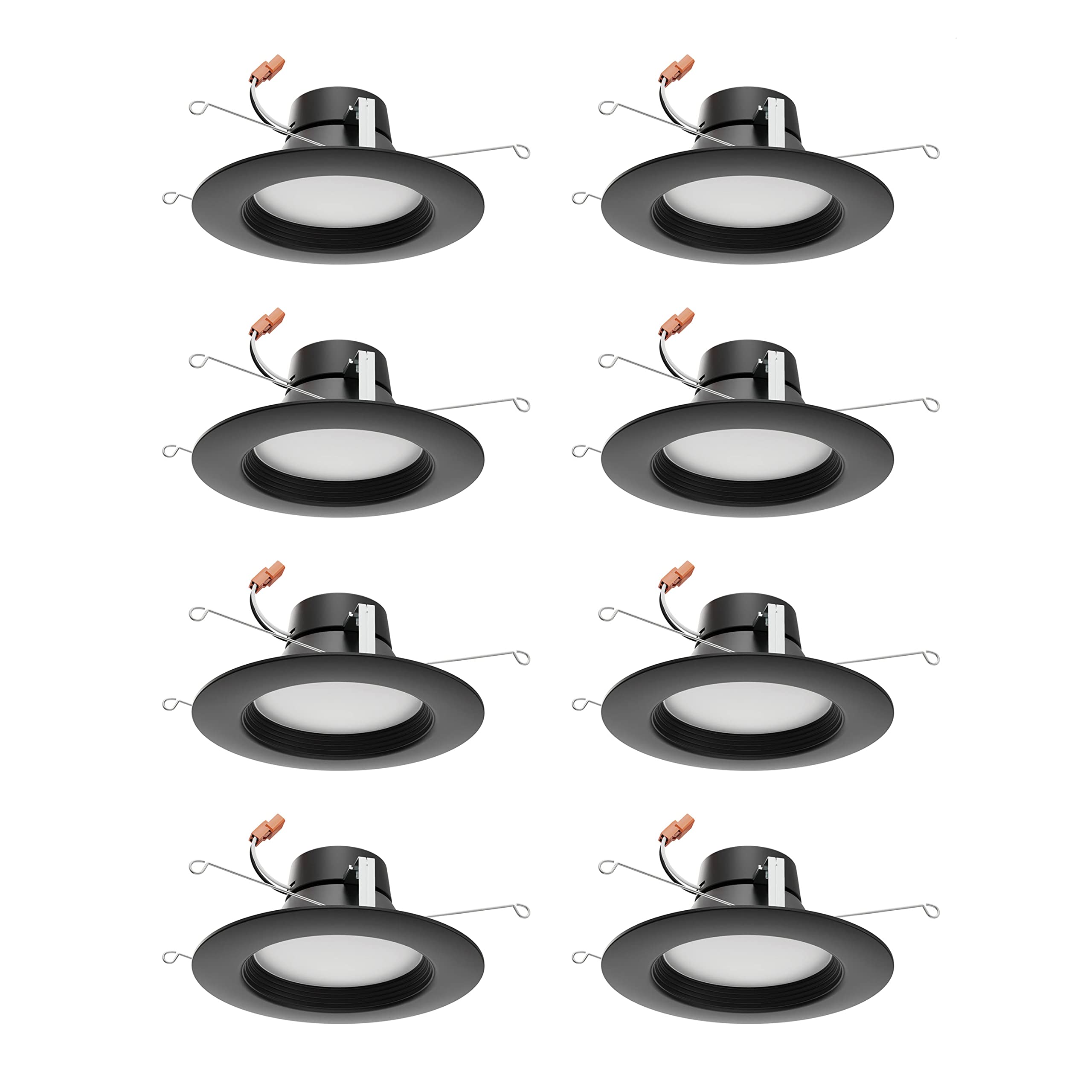 Satco S11835/08 ColorQuick LED Downlight Retrofit, CCT Color-Selectable 2700K/3000K/3500K/4000K/5000K, 5-6 Inches, Black, 8 Pack