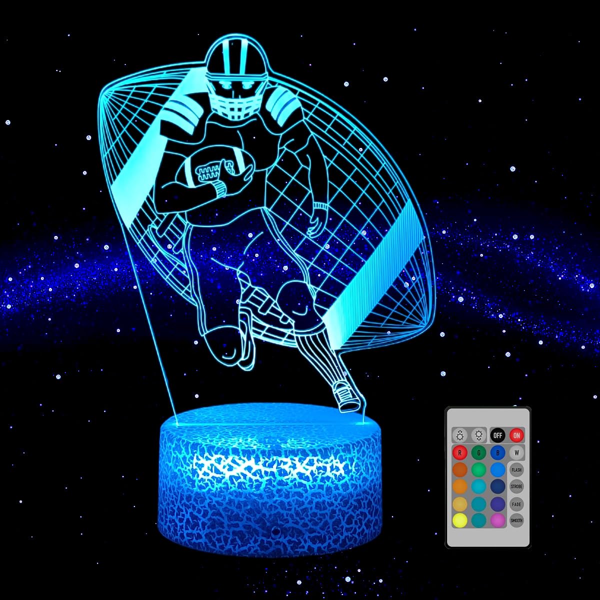 LEDERGO Football Night Light for Boys, 3D Illusion Night Lamp16 Colors Changing with Smart Touch & Remote Control Bedroom Decor 