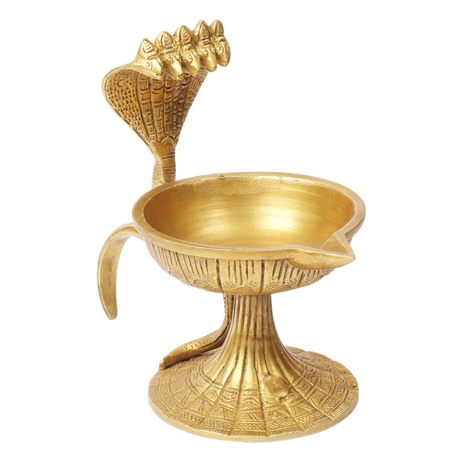 Kartique Brass Sheshnaag Pooja Dhoop Diya Stand Incense Burner and Jyoti Deepak Oil Lamp Diwali Gift Tealight Loban Holder Aarti