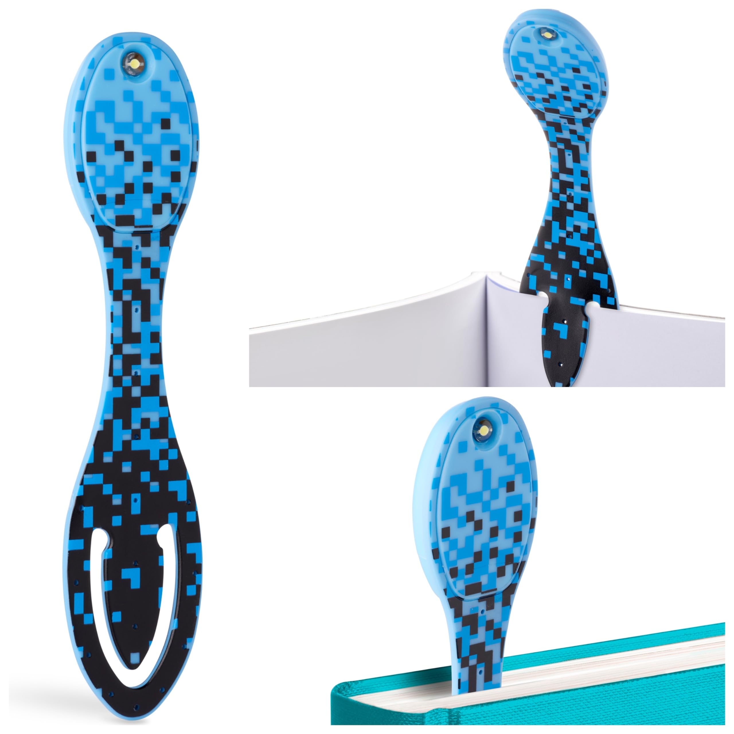 Gifts for Readers & Writers 2-in-1 LED Reading Light | Clip-On Bookmark & Book Lamp | Battery Operated | Blue Digital