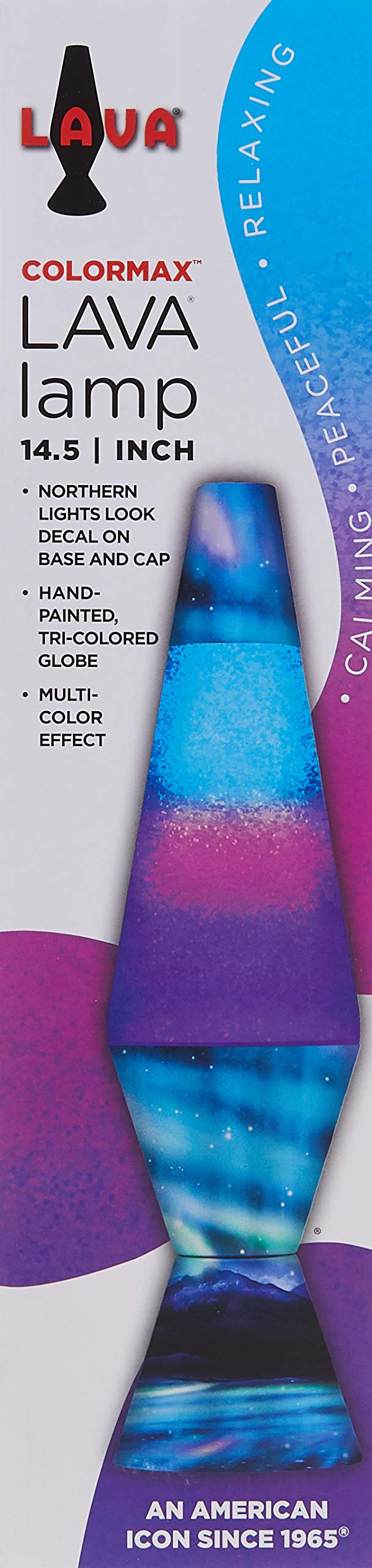 Lava Lamp 2160 Colormax, 14.5" Multicolor Glitter with Clear Liquid and Decal Base
