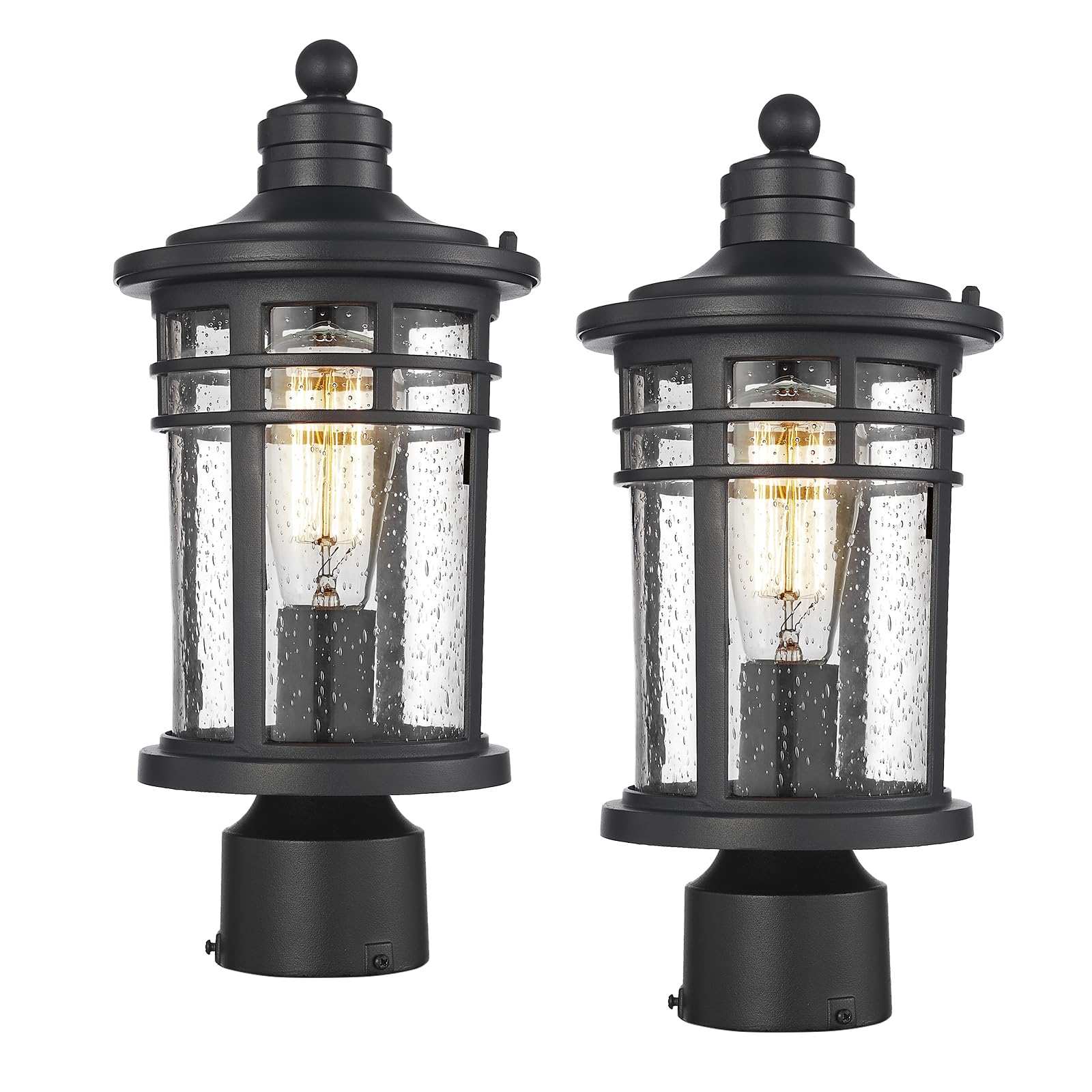 Darkaway Outdoor Post Lights, Waterproof Aluminum Lamp Posts, 2 Pack, Medium, Black, Model 6X20P-2PK BK