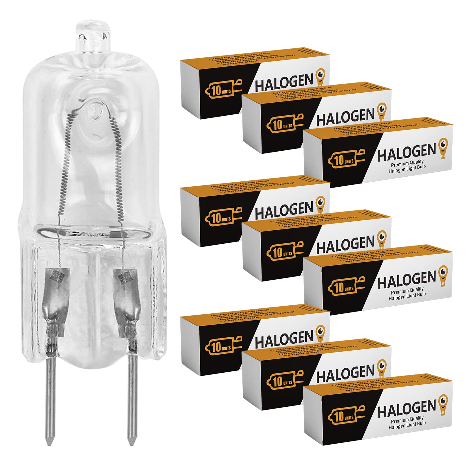 12Vmonster G8 Halogen Light Bulbs 35W T4 10 Pack Clear Lens Replacement Lighting