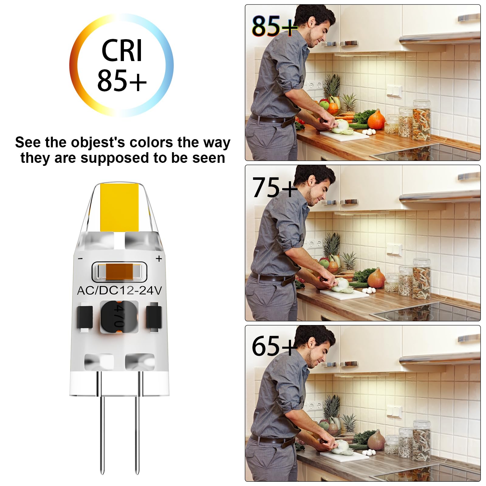 TAIYALOO G4 LED Bulb 10W Equivalent, 1W, Natural White 4000K, Bi-Pin G4 Base, AC/DC 12V, Silica