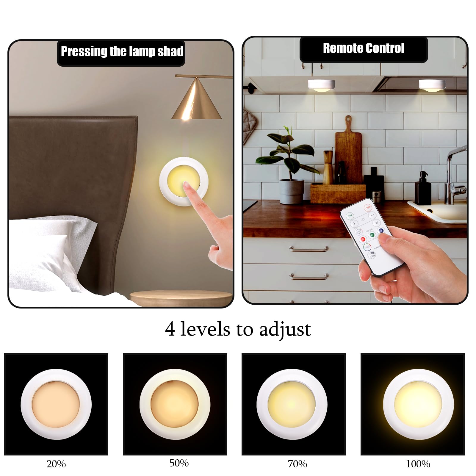 Hbaushun Led Puck Lights 12 Pack,16 Color Changeable Wireless Led Cabinet Lights,Battery Operated Night Light With Dimmer & Timm
