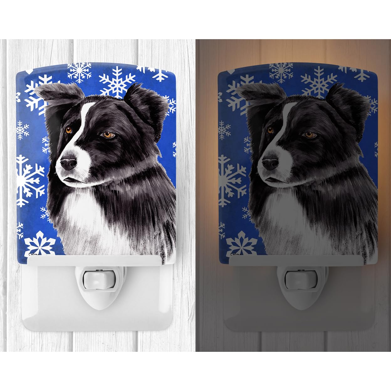 Carolines Treasures Ceramic Night Light, Border Collie, 6x4x3in, Multicolor, Model SC9367CNL, UL-Certified for Bedroom, Bathroom, Nursery