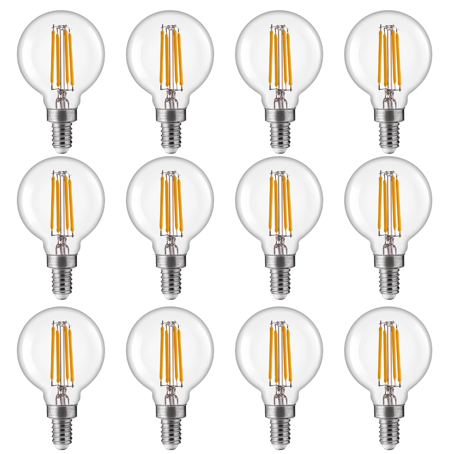 Flsnt 60W Equivalent Led Globe Candelabra Bulbs, Dimmable G16.5 Led E12 Chandelier Light Bulbs, 550Lm, Cri90, 5.5W, Ac 120V, 12 