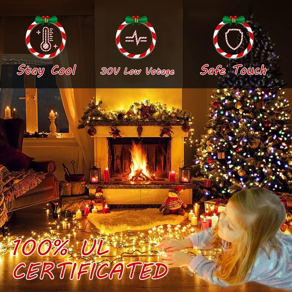 realization Christmas Lights - 200 LED Waterproof Fairy String Lights, 66FT, Warm White, 8 Modes, Model YLS1000WD01