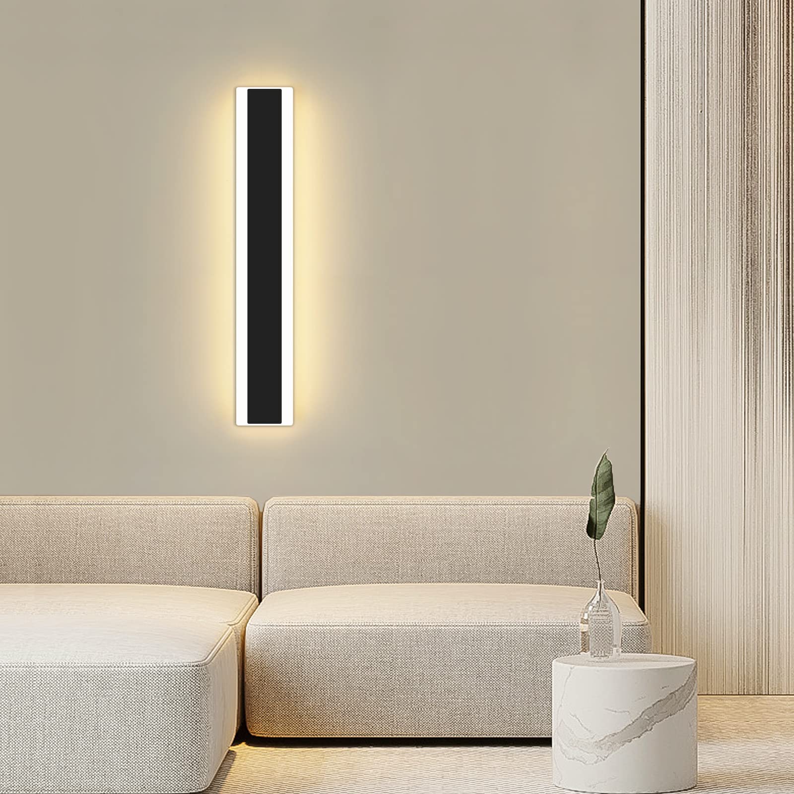 Modern 23.6Inch Outdoor Wall Light  3000K Black Acrylic Exterior Lighting Fixtures Wall Mount  Ip65 Waterproof Modern Porch Lights Outdoor Wall Sconce  Led Long Outdoor Lights For House Hard-Wired
