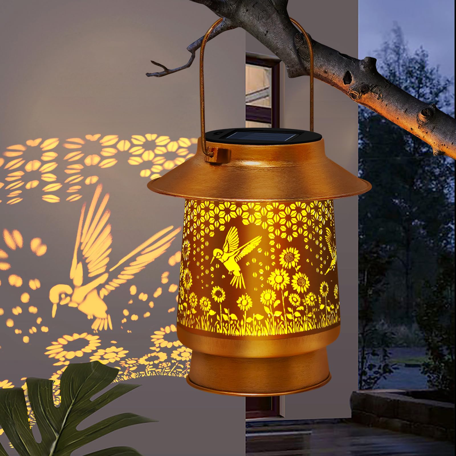 Tedof Solar Lanterns Outdoor Waterproof -Metal Hummingbird Garden Decor Unique Gifts For Women,Mom,Grandma,Hanging Solar Lantern