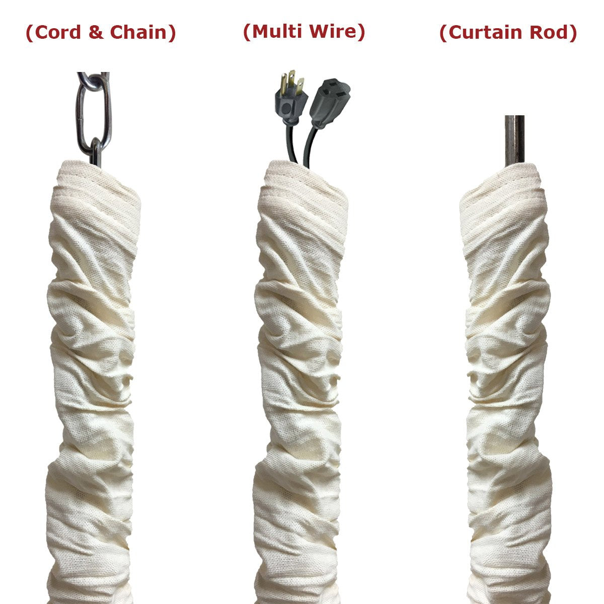 Royal Designs, Inc. Chandelier Chain Cover, 4 ft Silk Type Fabric, Linen Eggshell, Model CC-20LNEG, 1 Pack
