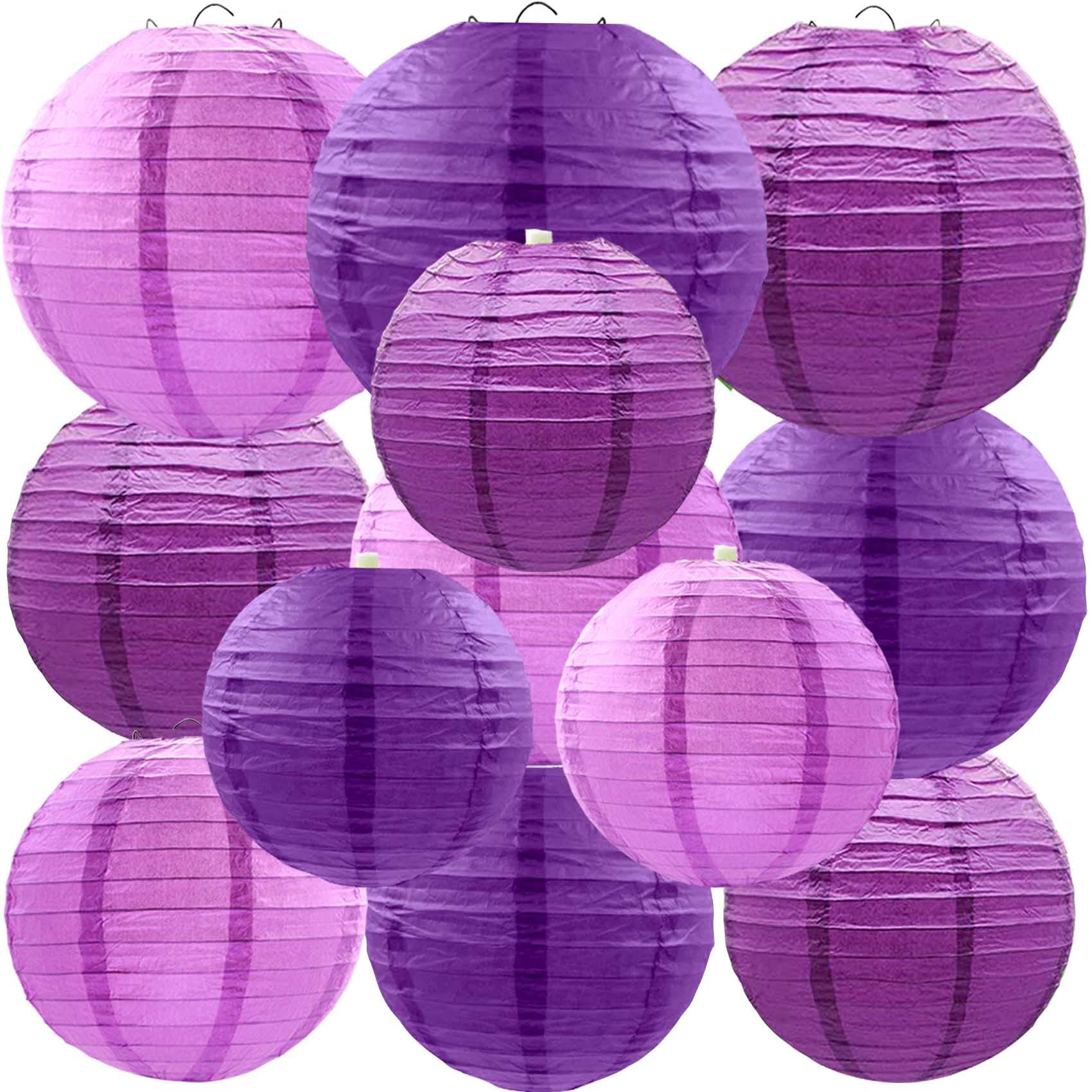 Purple Paper Lanterns 12Pcs Hanging Chinese Lanterns For Wedding Birthday Baby Shower Christmas Graduation Anniversary Other The