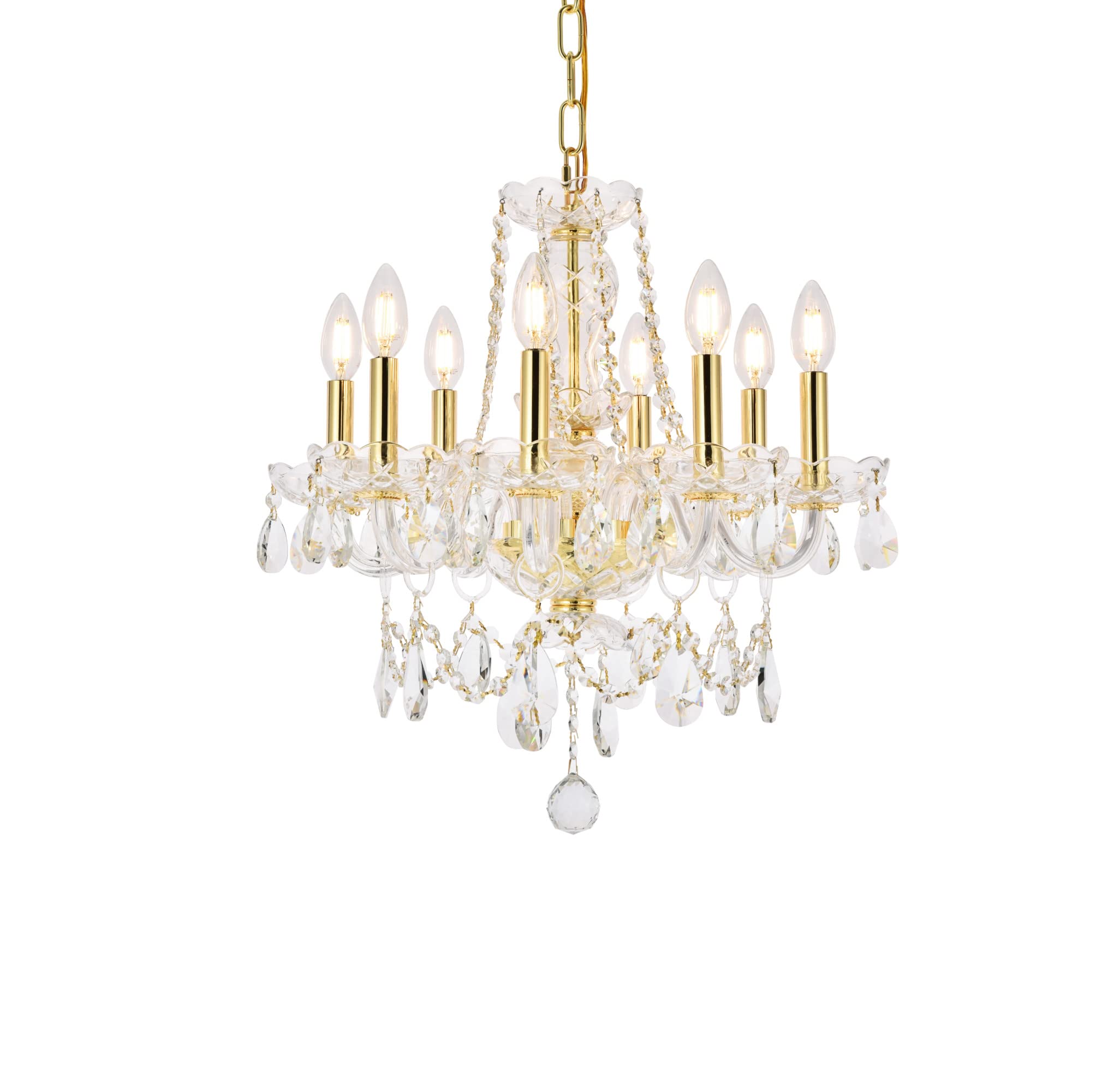 Elegant Lighting Value Princeton 8 Light Gold Chandelier Clear Royal Cut Crystal