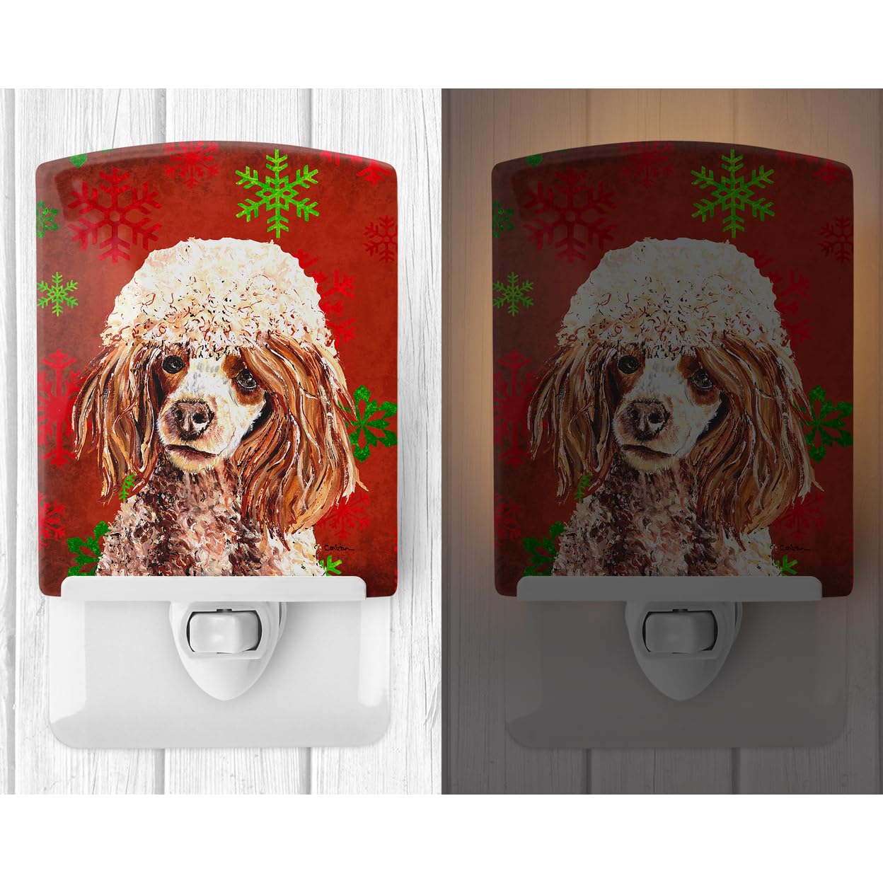 Carolines Treasures Ceramic Night Light, Red Miniature Poodle, UL-Certified, 6x4x3in, Multicolor, Model SC9747CNL