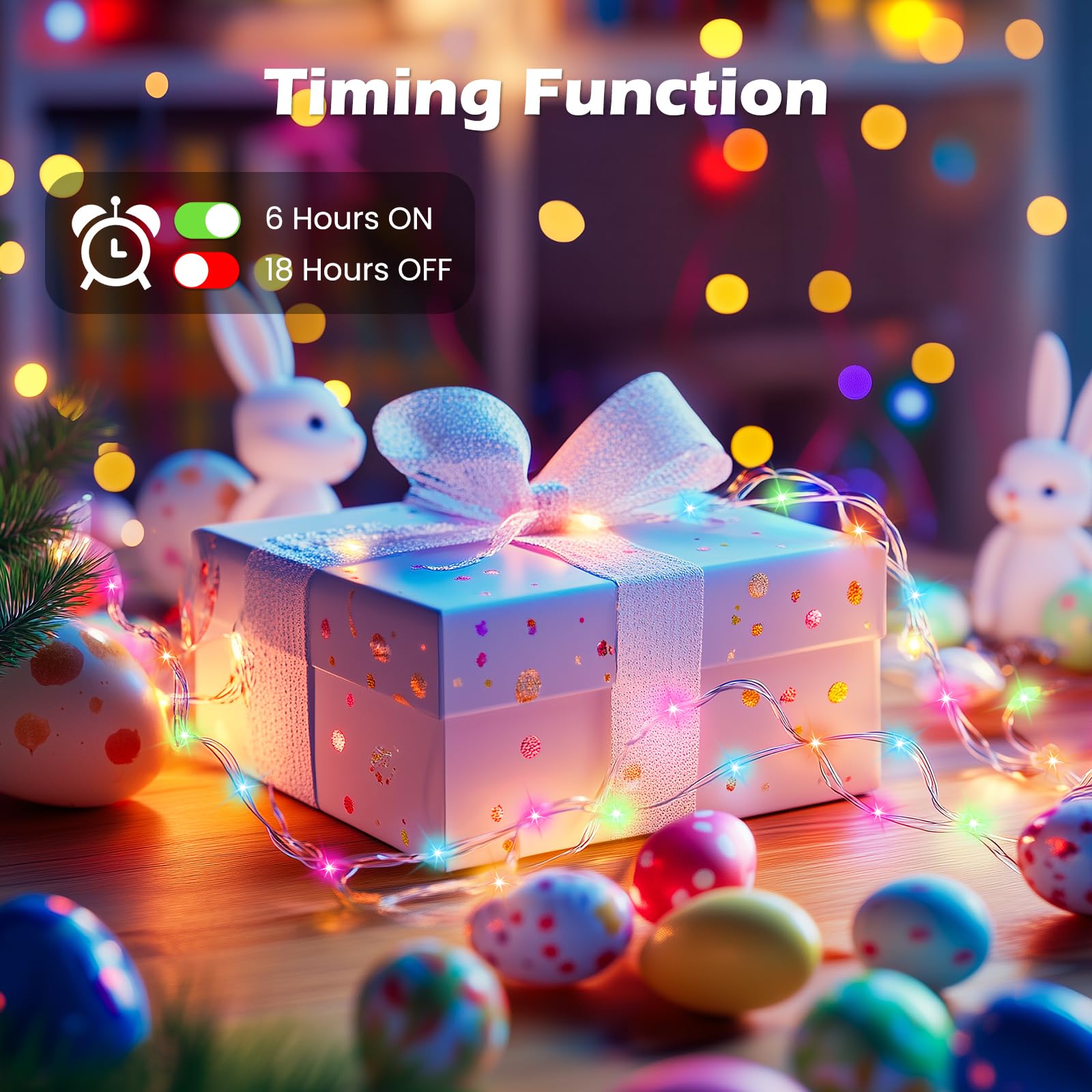 Minetom Fairy Lights Battery Operated, 5 Pack 7 Ft 20 Led Fairy Lights With Timer, String Lights Battery Powered, Silver Wire Easter Fairy Lights For Bedroom Party Wedding Decorations, Pastel