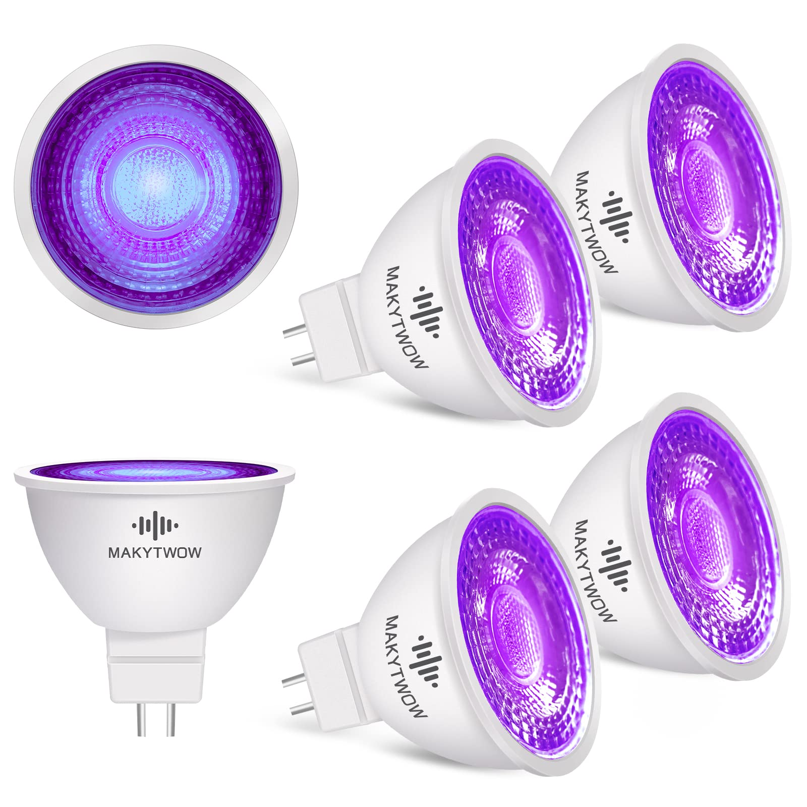 MAKYTWOW MR16 LED Light Bulb, Purple, Gu5.3 Bi-pin Base LED Spotlights 12V LED Light for Outdoor Landscape Track Lighting, 4W=50