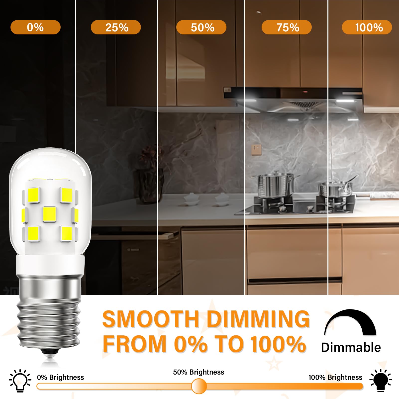 DUMILOO LED Microwave Light Bulbs, 30W Equivalent, Dimmable Daylight White 6000K, E17 Base, 2 Pack, for LG Frigidaire Kenmore