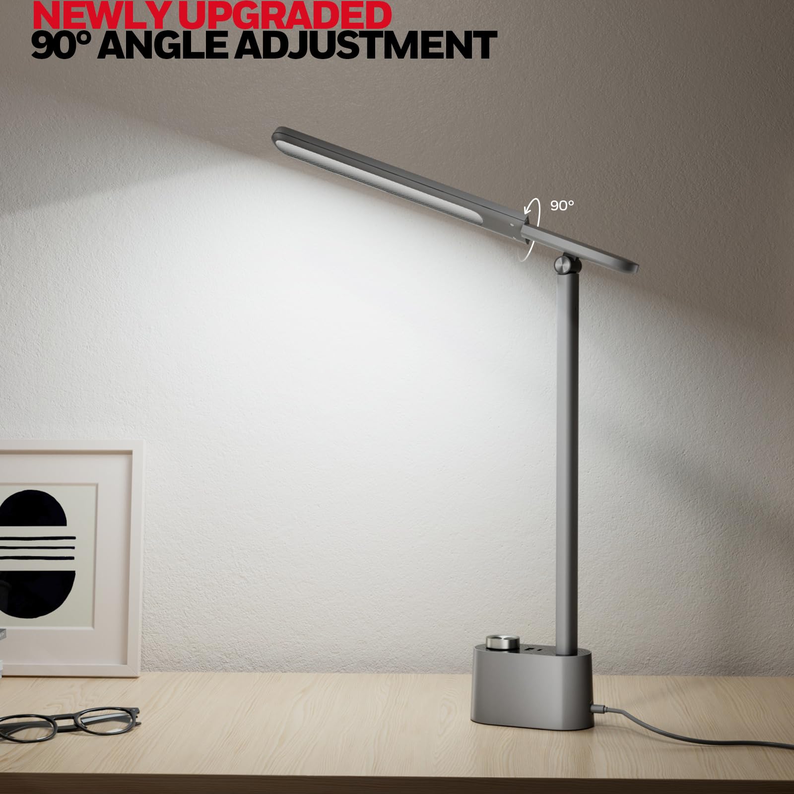 Honeywell LED Desk Lamp - H01 Pro Sunturalux™ Dimmable Light with USB Charging, Gray