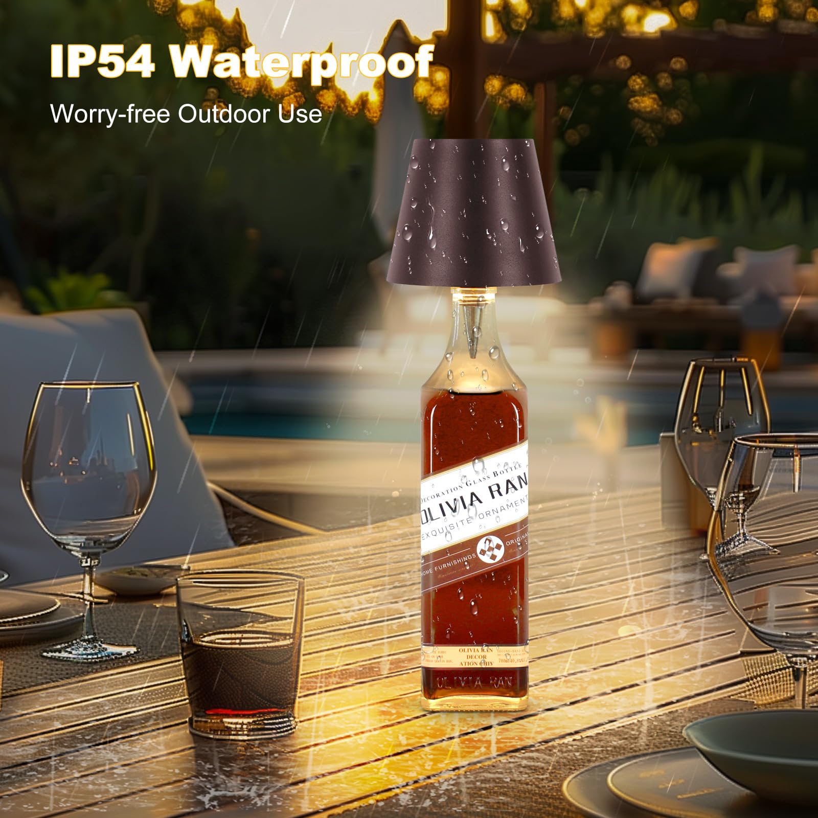 Soudfk Wireless Bottle Lamp, 2025 New 3 Color Rechargeable Wine Bottle Lights For Bars Restaurants (Brown, 1Pc)