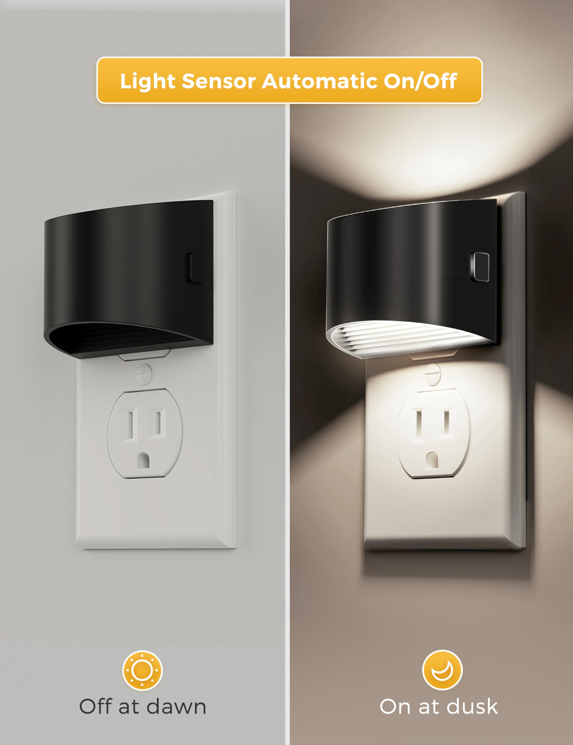 Night Lights Plug Into Wall 2 Pack, L Lohas Led Nightlight With Dusk To Dawn Sensor,3 Level Brightness Adjustable, 5000K Dayligh