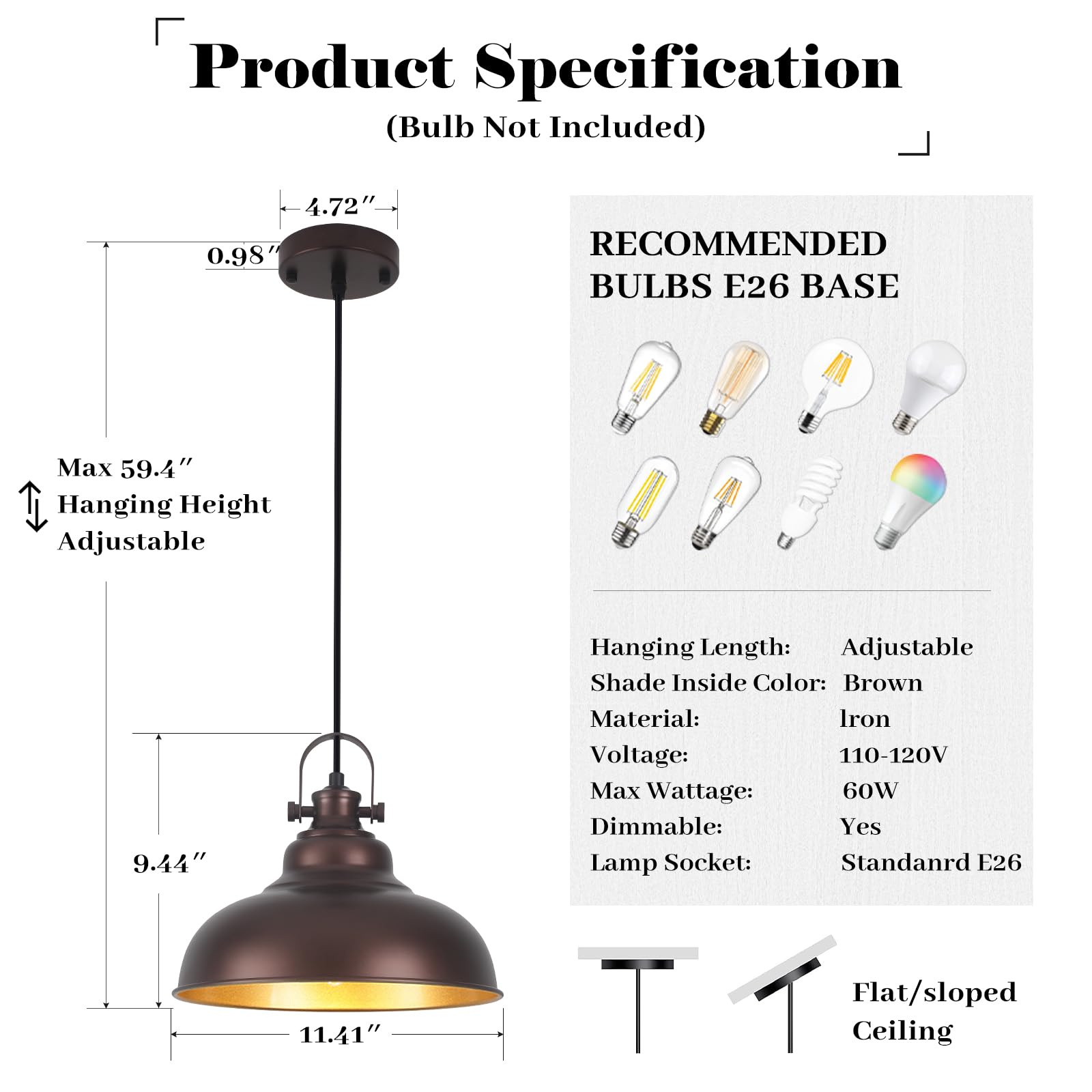 Guihualove Bronze Pendant Lights Kitchen Island, 2 Pack Kitchen Island Lighting, Farmhouse Pendant Light Fixtures (11.41'' W), I