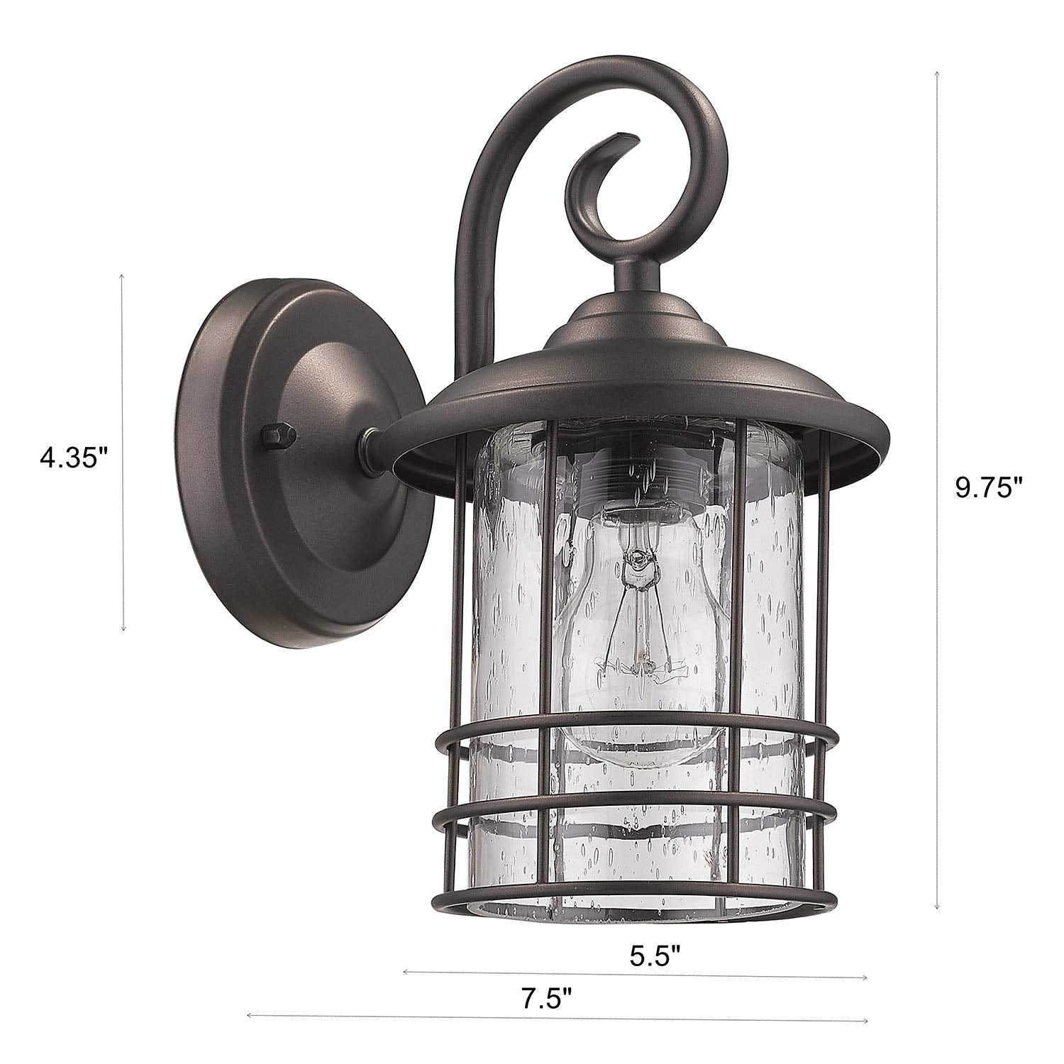 MICSIU Outdoor Light Sconces, Bronze Metal Fixtures with Clear Glass, 9.8 Inch, 2 Pack, Model A20005