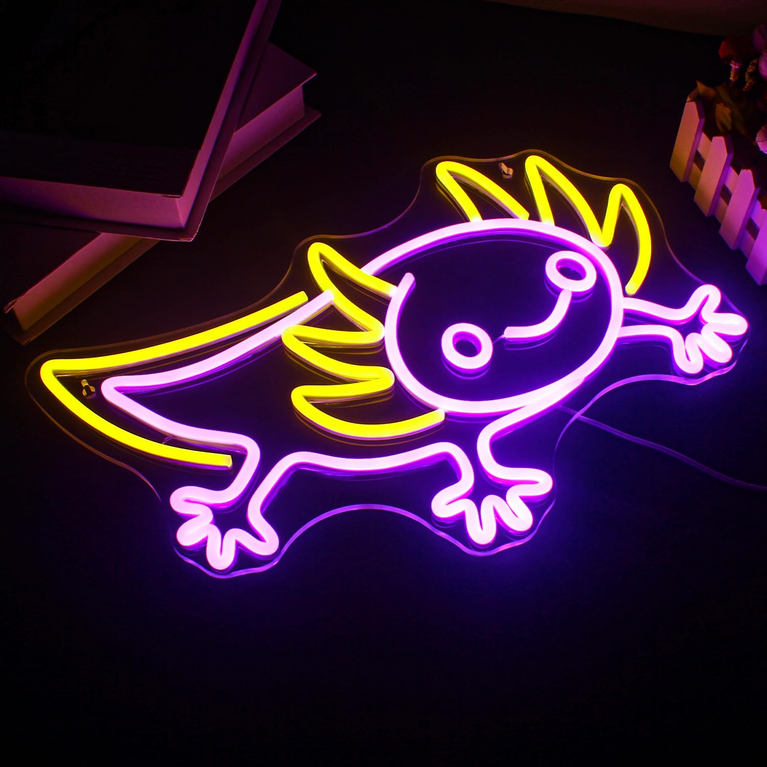 Lucunstar Axolotl Neon Sign,Anime Neon Sign,Neon Signs For Wall Decor,Man Cave Decor For Men,Neon Light For Wall,Anime Kawaii Le