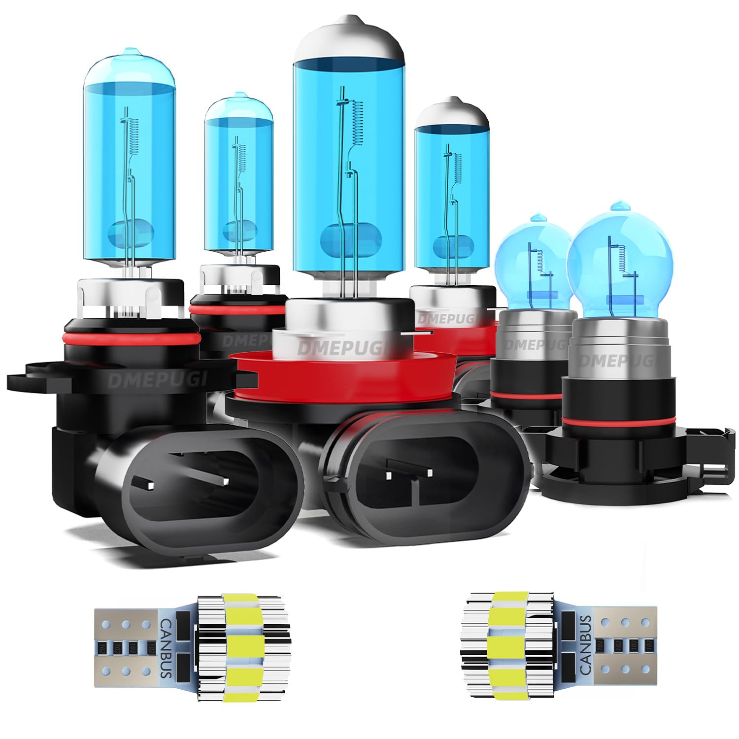 DMEPUGI Headlight Bulbs License Plate Lights Compatible With GMC Yukon 2019, 9005 High Beam + H11 Low Beam + 5202 Fog Lights Hal