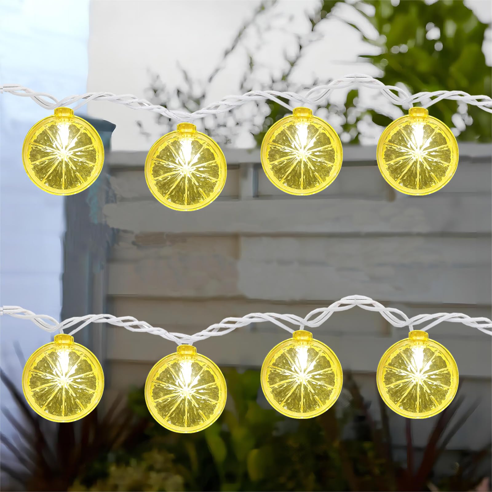 Egcol 8.5Ft Led Lemon String Lights, Plug In Summer Fairy Lights With 10 Lemon Slicer Lights, Novelty Decorative String Lights F