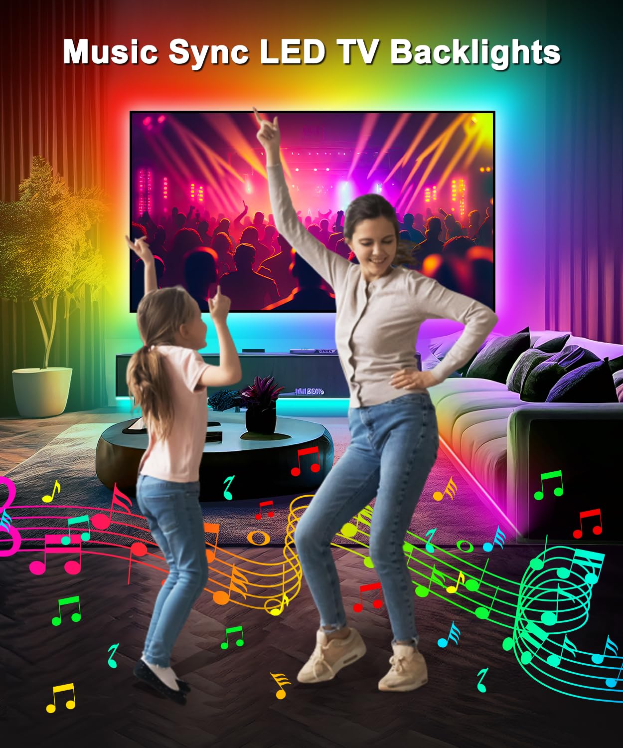 Moriacc Led Lights For Tv,16.4Ft Rgb Tv Lights Backlight Behind,For 55-75 Inch,Smart App Remote Control,With Remote,Music Sync,Usb Powered,For Bedroom/Gaming