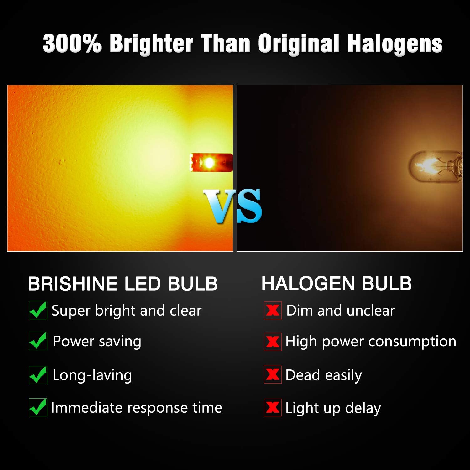 Brishine 10X T5 Led Bulbs Amber Yellow Canbus Error Free 3014 Chipsets 74 2721 37 Pc74 70 73 17 Led Bulbs For Interior Gauge Clu