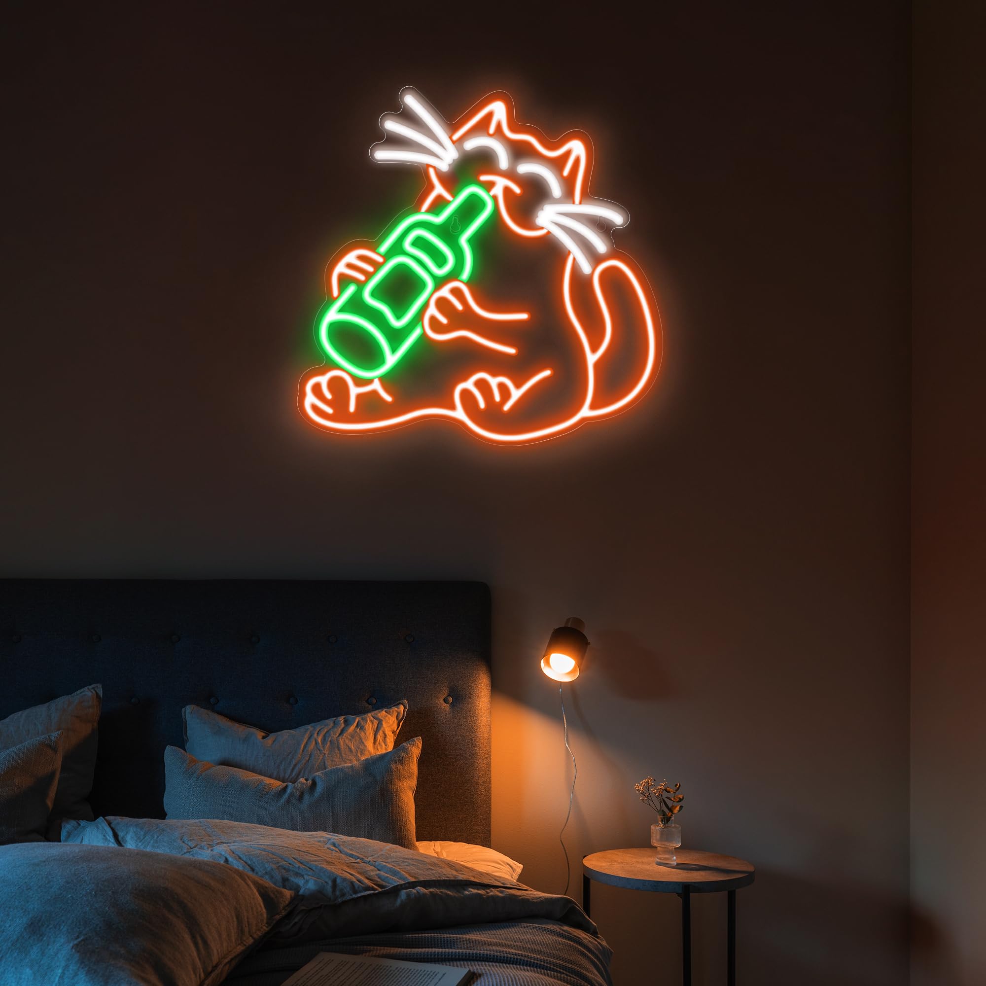 Kavaas Cat malt-inspired Neon Sign  Funny Neon Sign For Home Bar Decor  Man Cave Pub Party - Best Gifts For Husband  Father  Birthday  Christmas