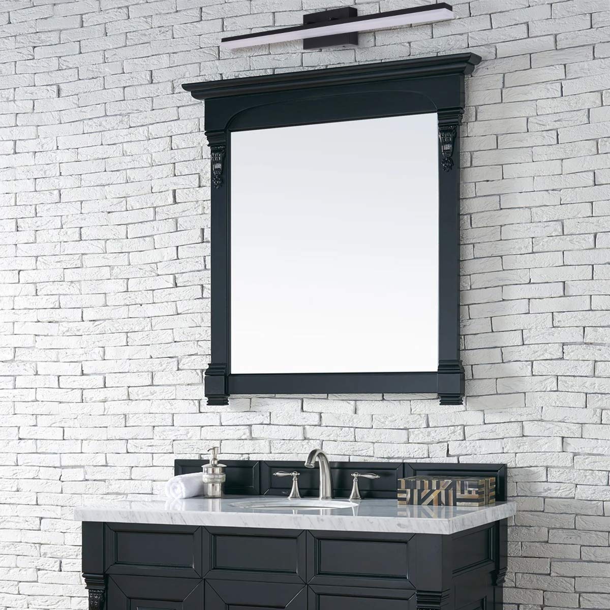 Mirrea 36In Modern Led Vanity Light - Dimmable 36W Black, Warm White 3000K For Bathroom