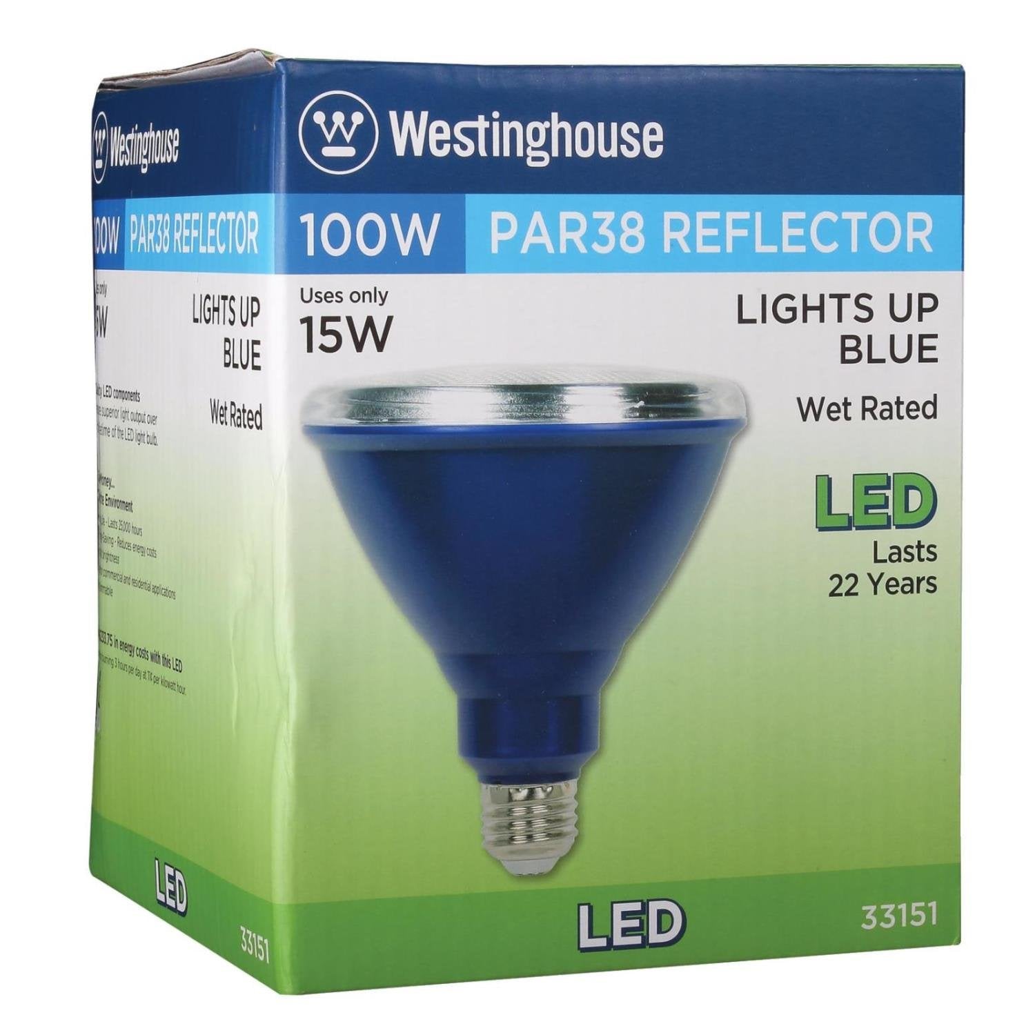Westinghouse 3315120 100-Watt Equivalent Par38 Flood Outdoor Weatherproof Led Light Bulb With Medium Base (6), Six Pack Blue 331