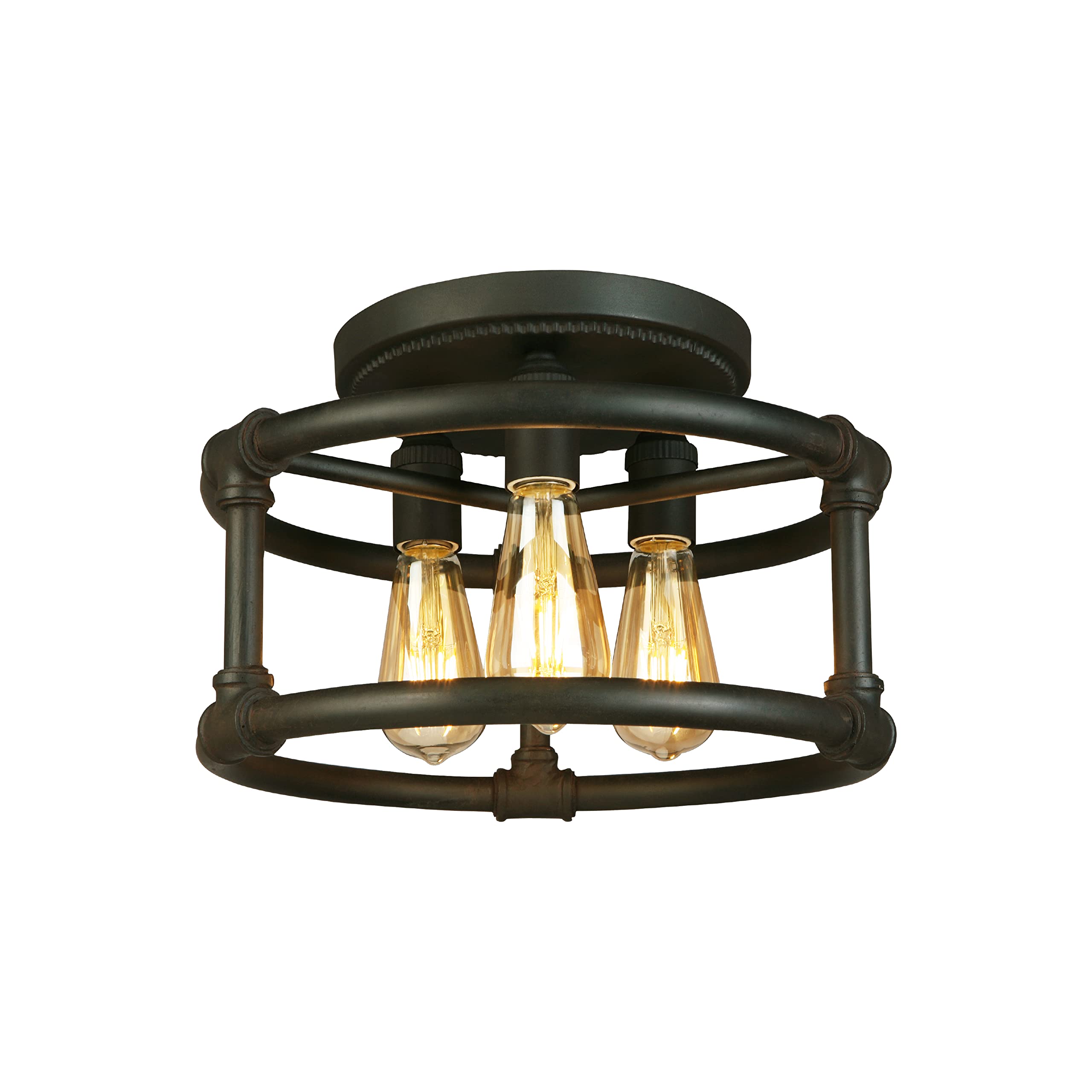 EGLO Wymer 3-Light Semi Flush Ceiling Light Fixture, Dimmable LED, Matte Bronze, 8.62x15.00x15.00, Model 202849A