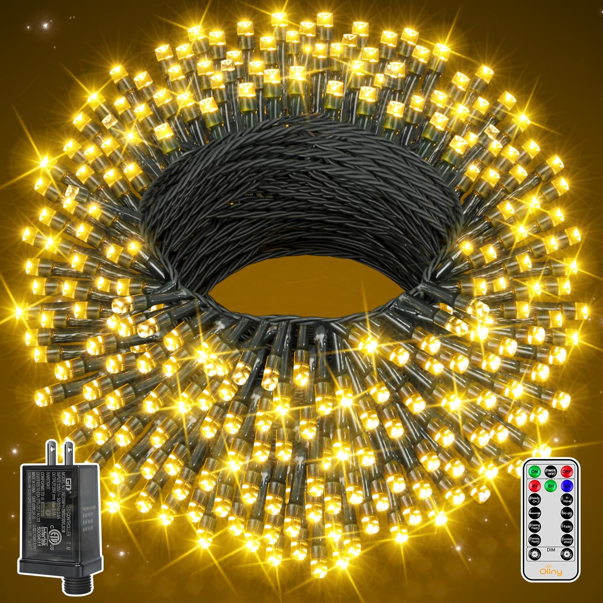 Ollny 262Ft Warm White String Lights, 800Led, Waterproof Fairy Lights With Remote, 8 Modes & Timer For Outdoor Party Decorations