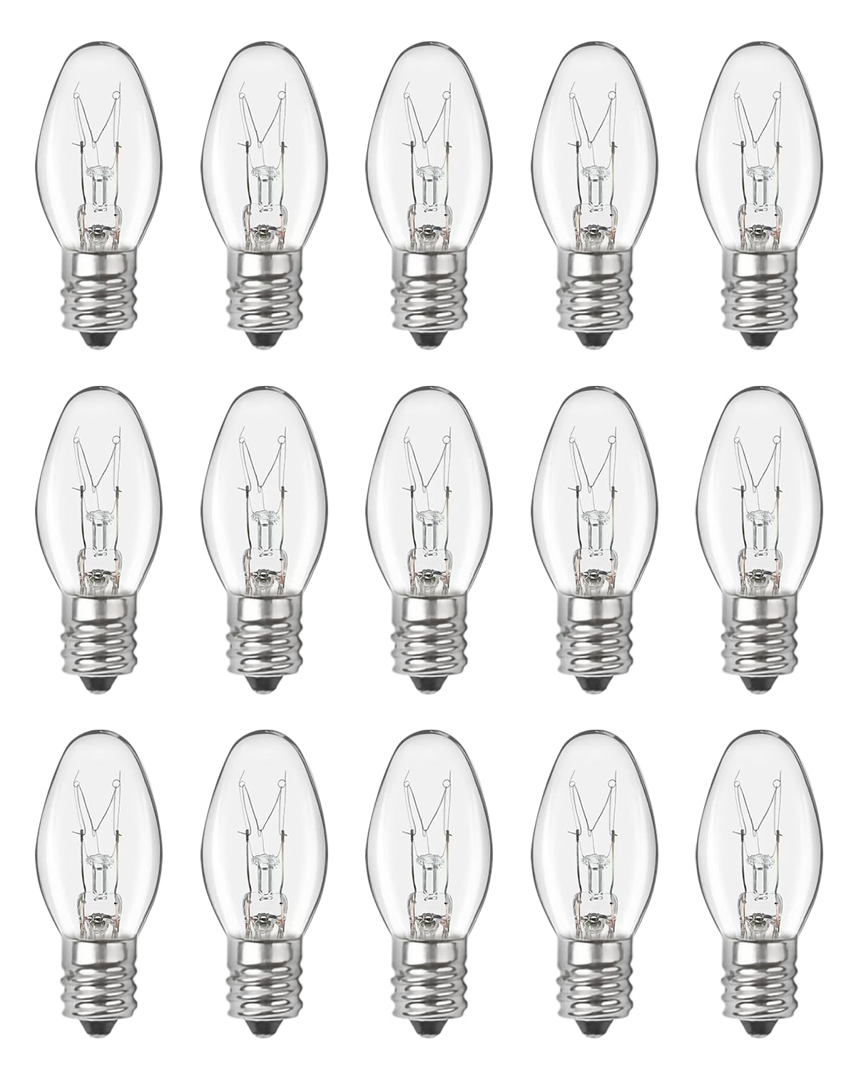 Ouukoo Night Light Bulb Warm White Replacement Bulbs - E12 Light Bulbs - 7Watt Incandescent Light Bulbs - 15 Packs, Warm White G