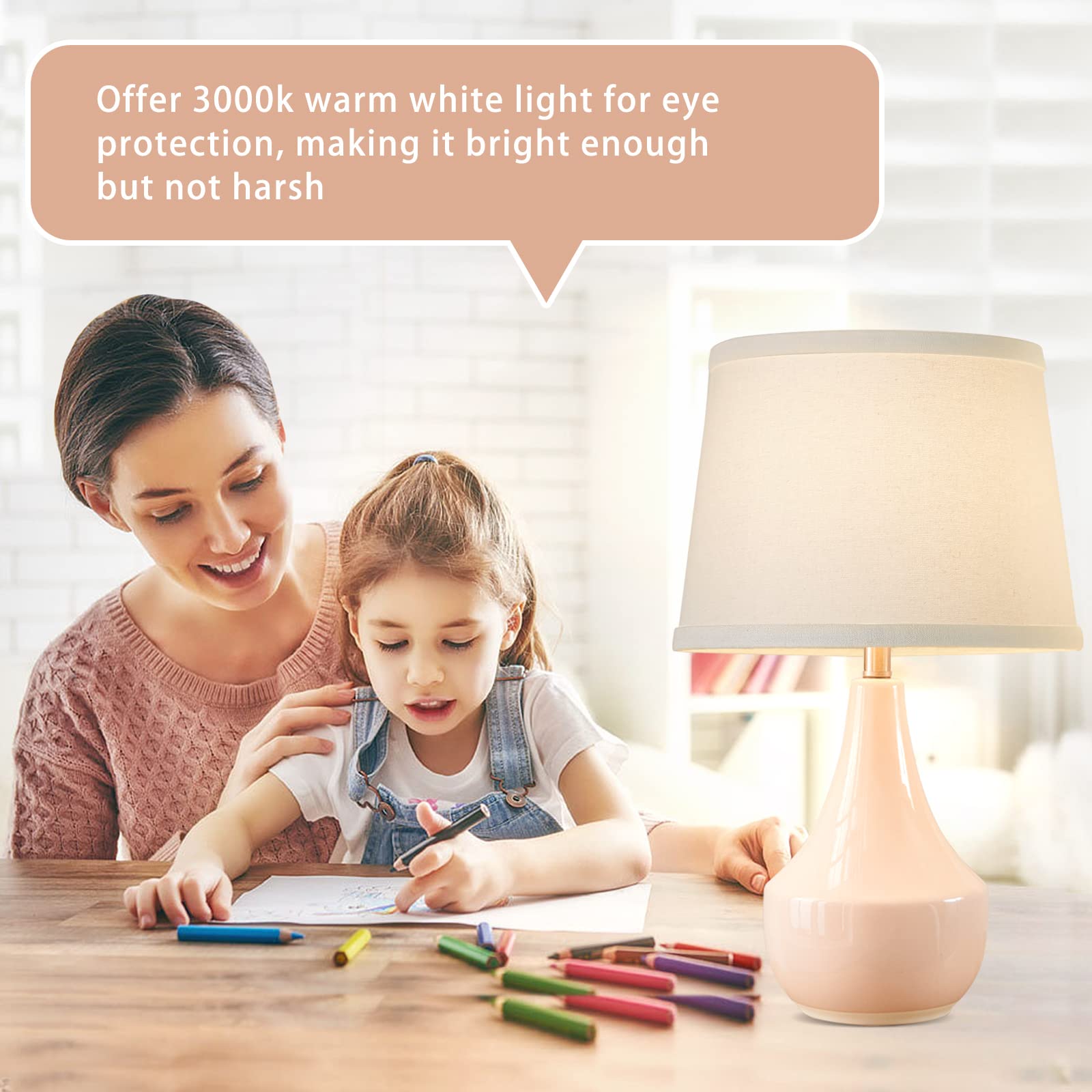 Gyrovu Pink Ceramic Table Lamp Set Of 2 - Modern Nightstand Lamps With Led Bulbs