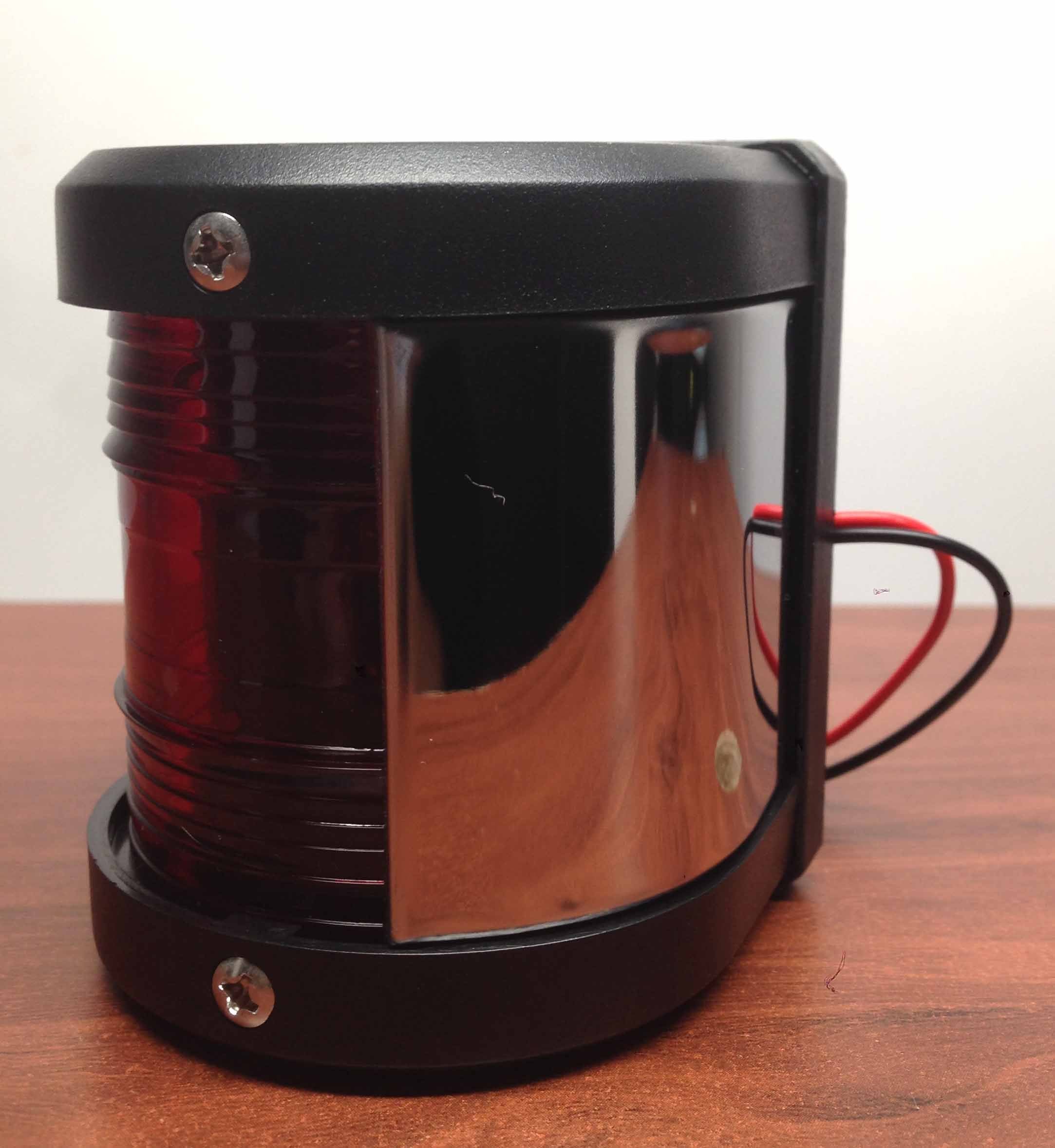 Pactrade Marine Boat Pontoon Led Navigation Light Black Abs Plastic Housing Boats Up To 12M Waterproof Ip:66 Surface Mount 2Nm (Red Port)