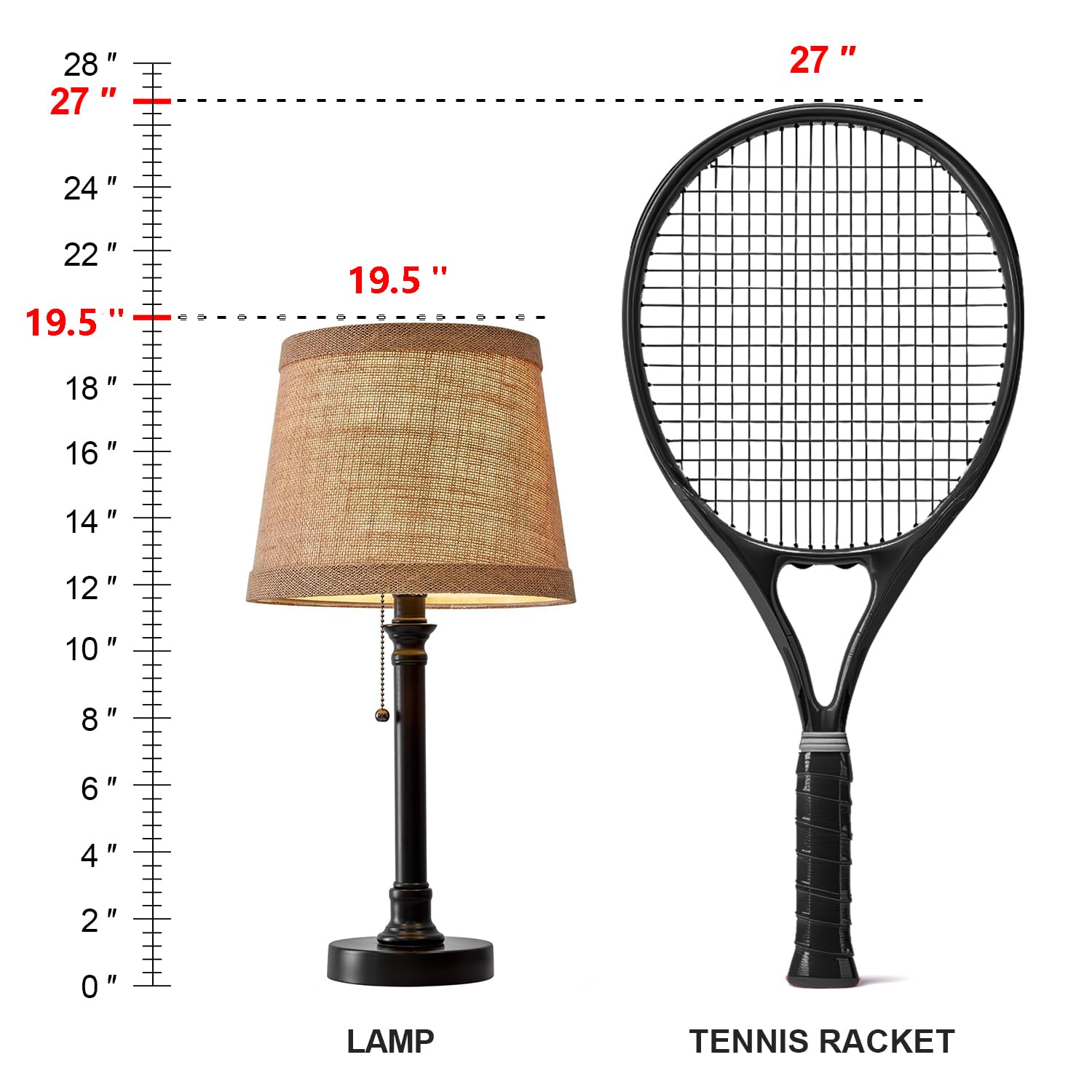 Oneach Table Lamps Set of 2, 19.5” Metal Bedside Lamps, Dark Brown, Pull Chain Switch, Unique Natural Shade, AMZ-T0009BK-KAKOU-NEW