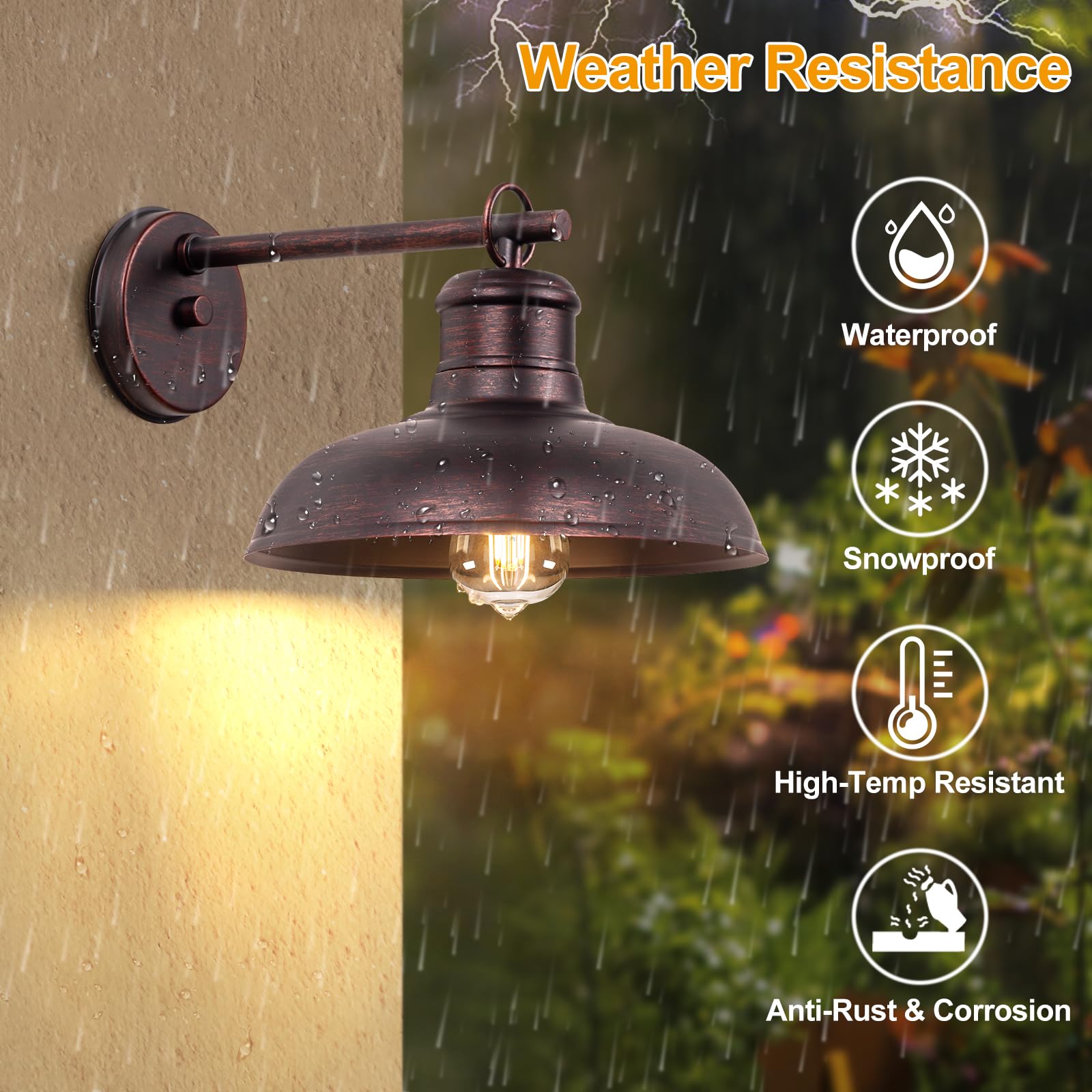 Outdoor Wall Lights 2 Pack, Farmhouse Barn Light Outdoor, Vintage Outside Wall Mount Light Fixture, Waterproof Outdoor Light For
