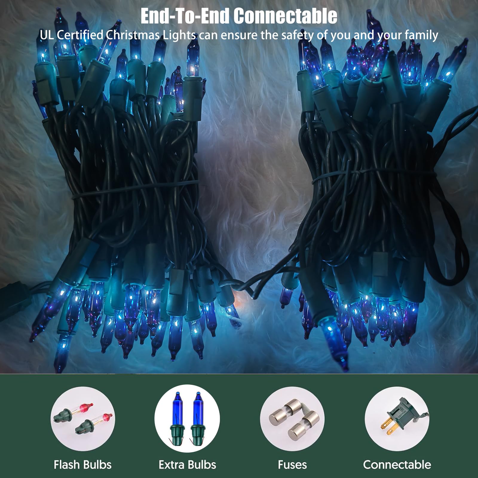 Hishiny Christmas Lights 100 Count Blue Christmas Tree String Lights With Green Wire For Outdoor Indoor Christmas Decorations Wedding Decorations Valentines Day Decor Ul Certified (21Feet)